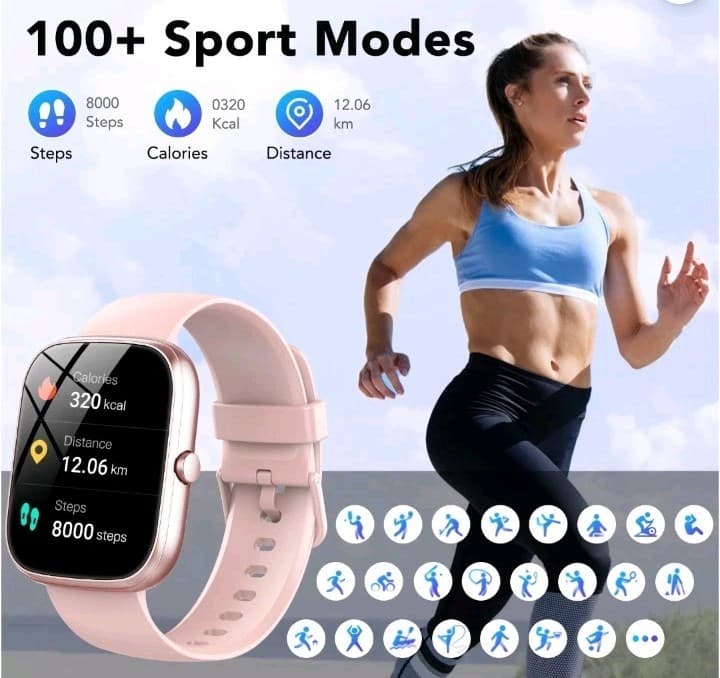 NIB Pink Smart Bracelet 1.91" HD Screen Bluetooth Water-Resistant Android iOS - Thumbnail 9