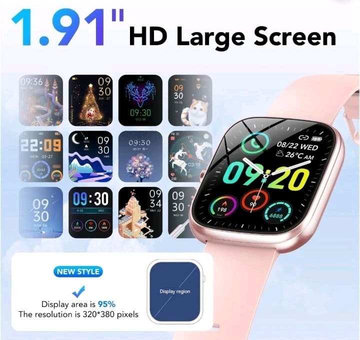 NIB Pink Smart Bracelet 1.91" HD Screen Bluetooth Water-Resistant Android iOS - Thumbnail 4