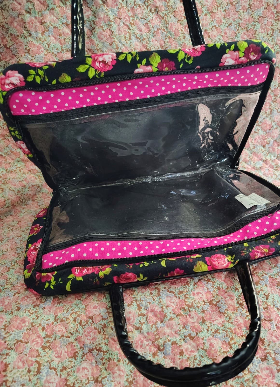 Large floral Fabric Travel Bathroom Cosmetic Bag - Thumbnail 17
