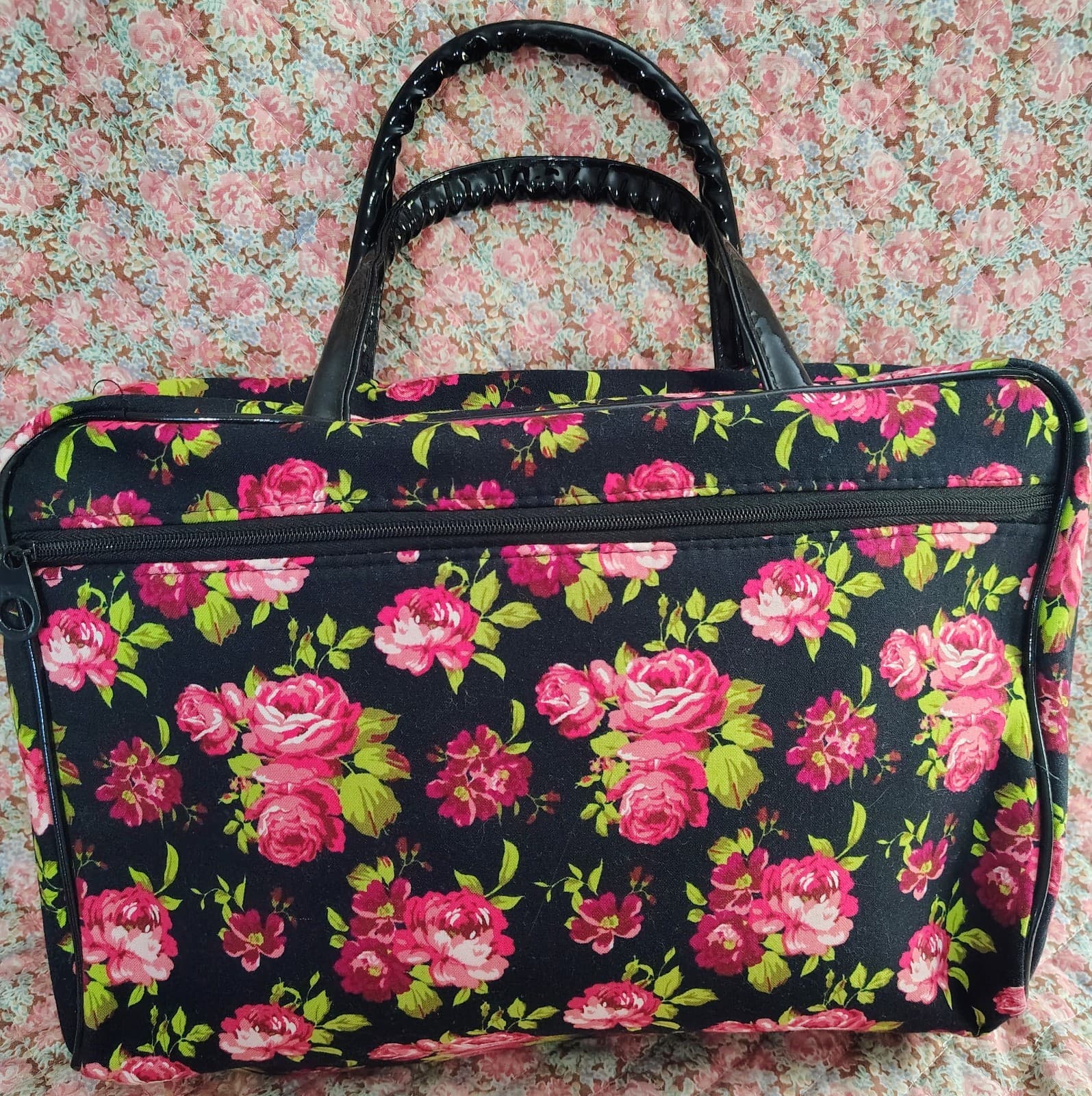 Large floral Fabric Travel Bathroom Cosmetic Bag - Thumbnail 13