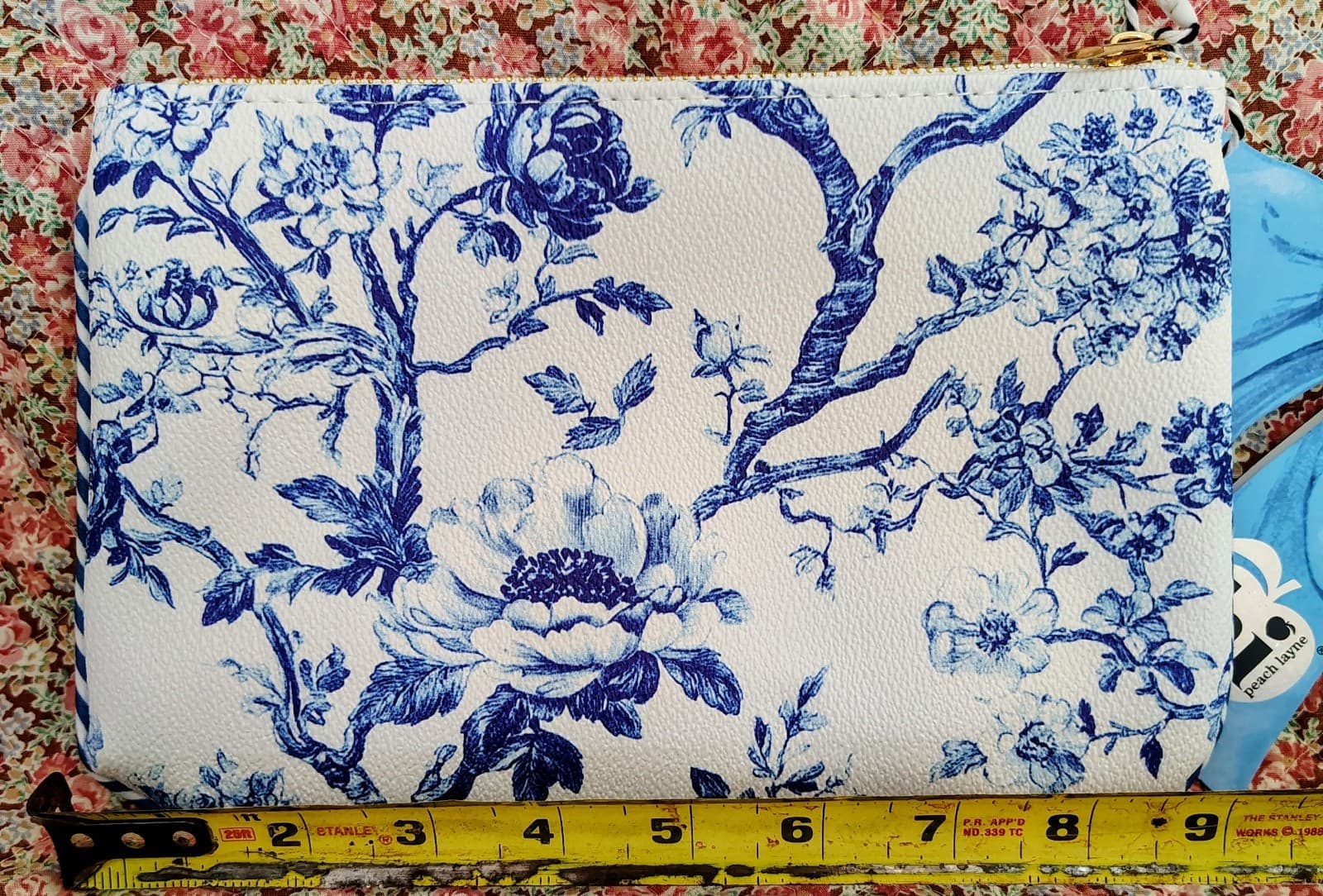 Hi Peach Layne Blue Toile Large Zipper Pouch - Thumbnail 8