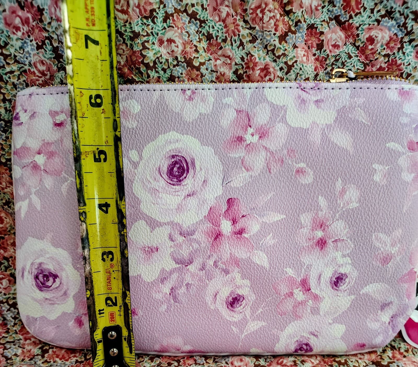Hi Peach Layne purple floral large zipper pouch - Thumbnail 7