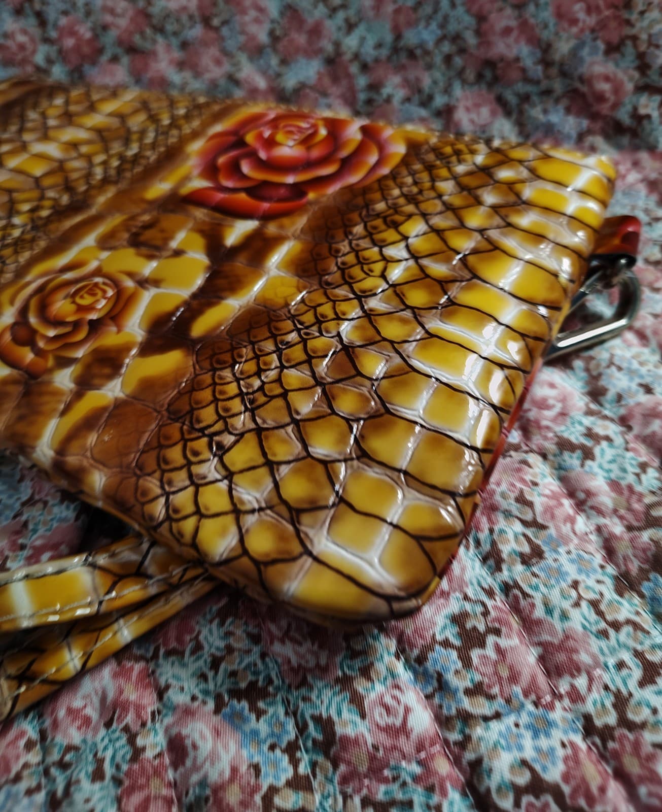 Wallet, Faux Leather, Shiny, Snakeskin Theme, Gold Charm - Thumbnail 11