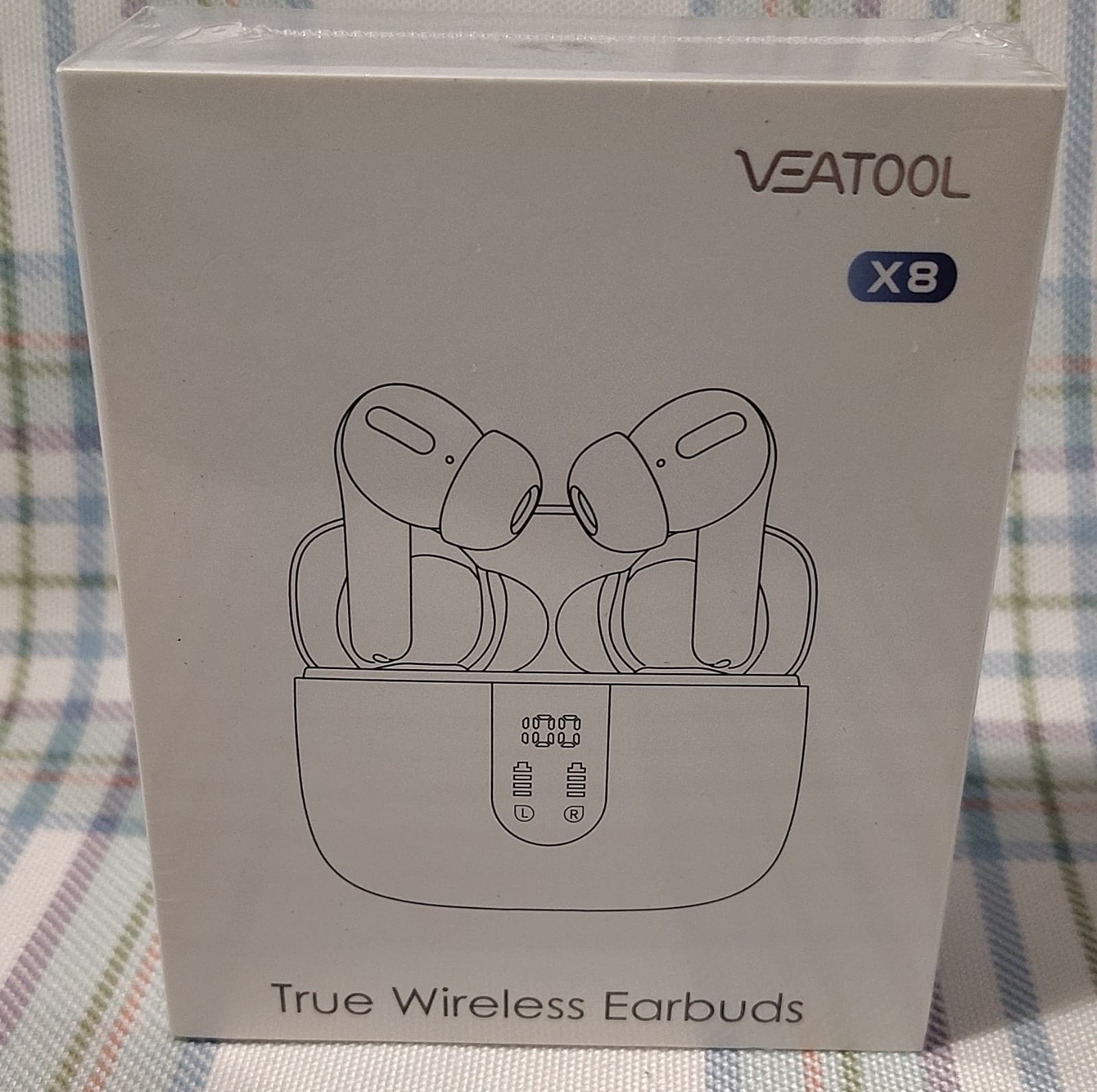 X8 Bluetooth 5.4 In-Ear Earbuds, Dual Display, Touch Control, White/Silver - Thumbnail 2