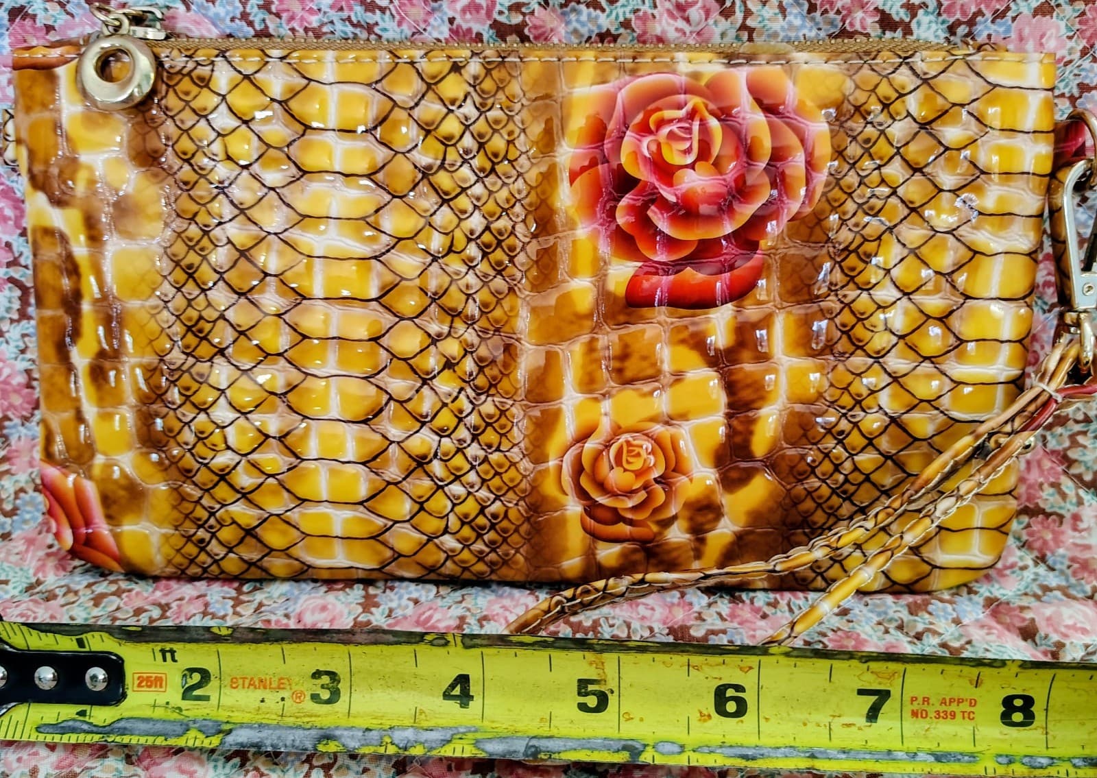 Wallet, Faux Leather, Shiny, Snakeskin Theme, Gold Charm - Thumbnail 7