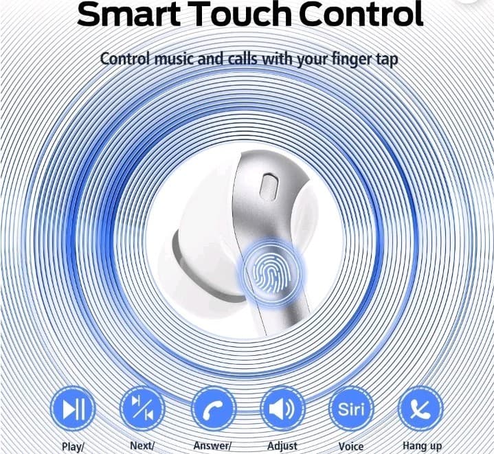 X8 Bluetooth 5.4 In-Ear Earbuds, Dual Display, Touch Control, White/Silver - Thumbnail 7
