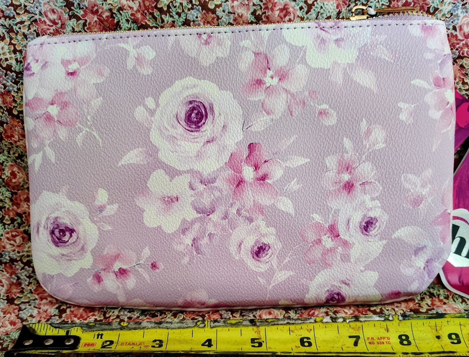 Hi Peach Layne purple floral large zipper pouch - Thumbnail 6