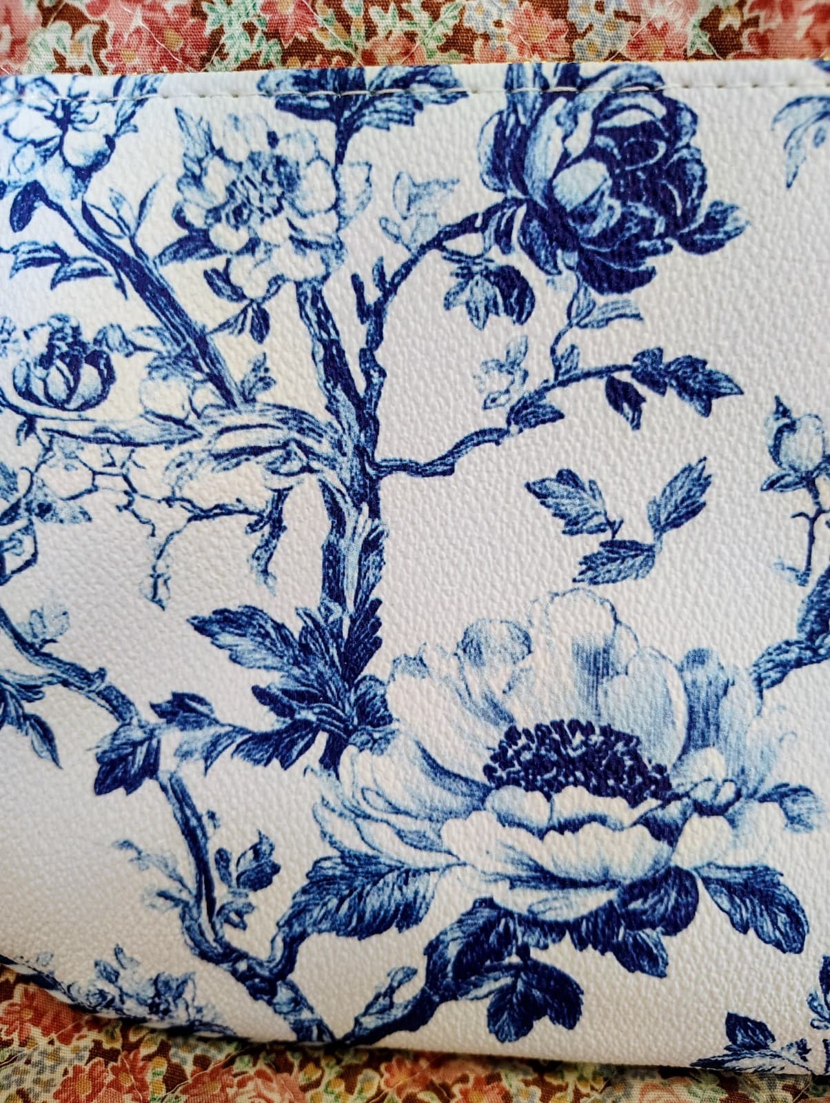 Hi Peach Layne Blue Toile Large Zipper Pouch - Thumbnail 6