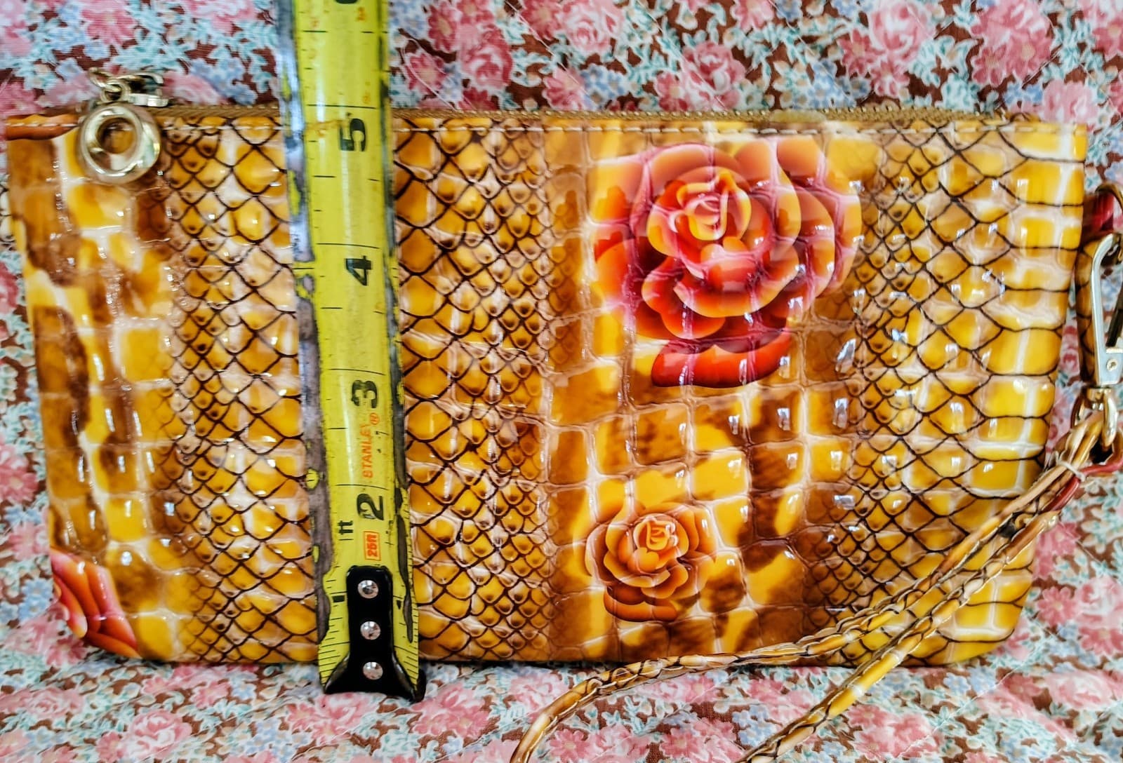 Wallet, Faux Leather, Shiny, Snakeskin Theme, Gold Charm - Thumbnail 8
