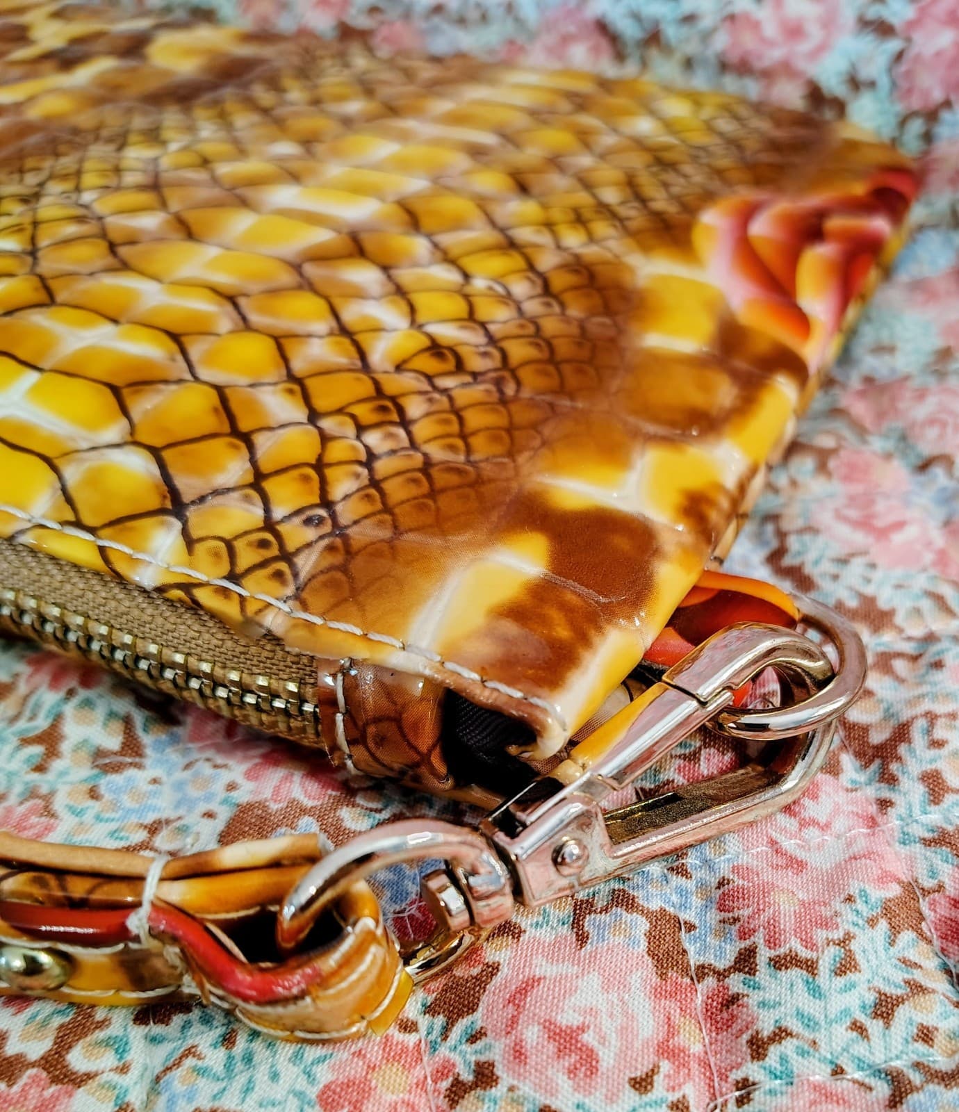 Wallet, Faux Leather, Shiny, Snakeskin Theme, Gold Charm - Thumbnail 5