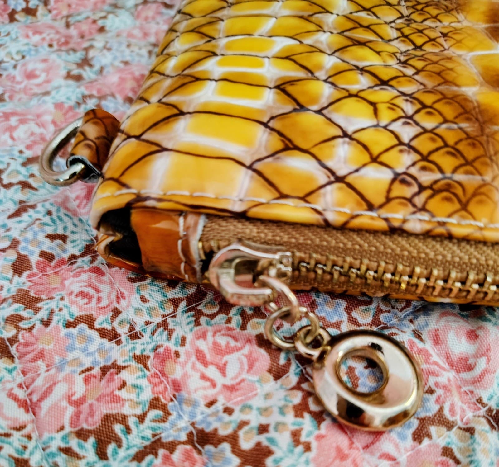Wallet, Faux Leather, Shiny, Snakeskin Theme, Gold Charm - Thumbnail 4