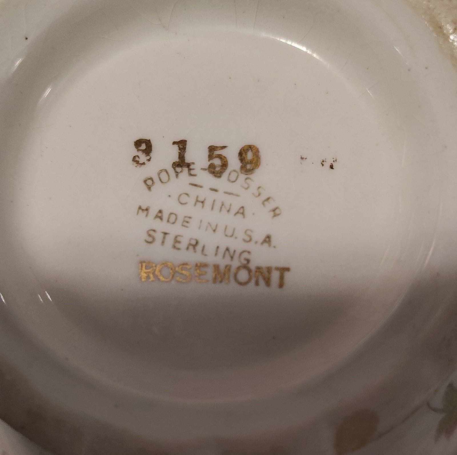 Vintage Pope-Gosser Sterling Rosemont China Creamer Floral Pattern, USA, 3159 - Thumbnail 9
