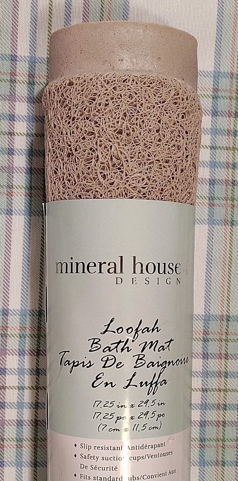 Mineral House Design Luffa Bath Mat Beige Fast Drying 17.25x29.5in - Thumbnail 2