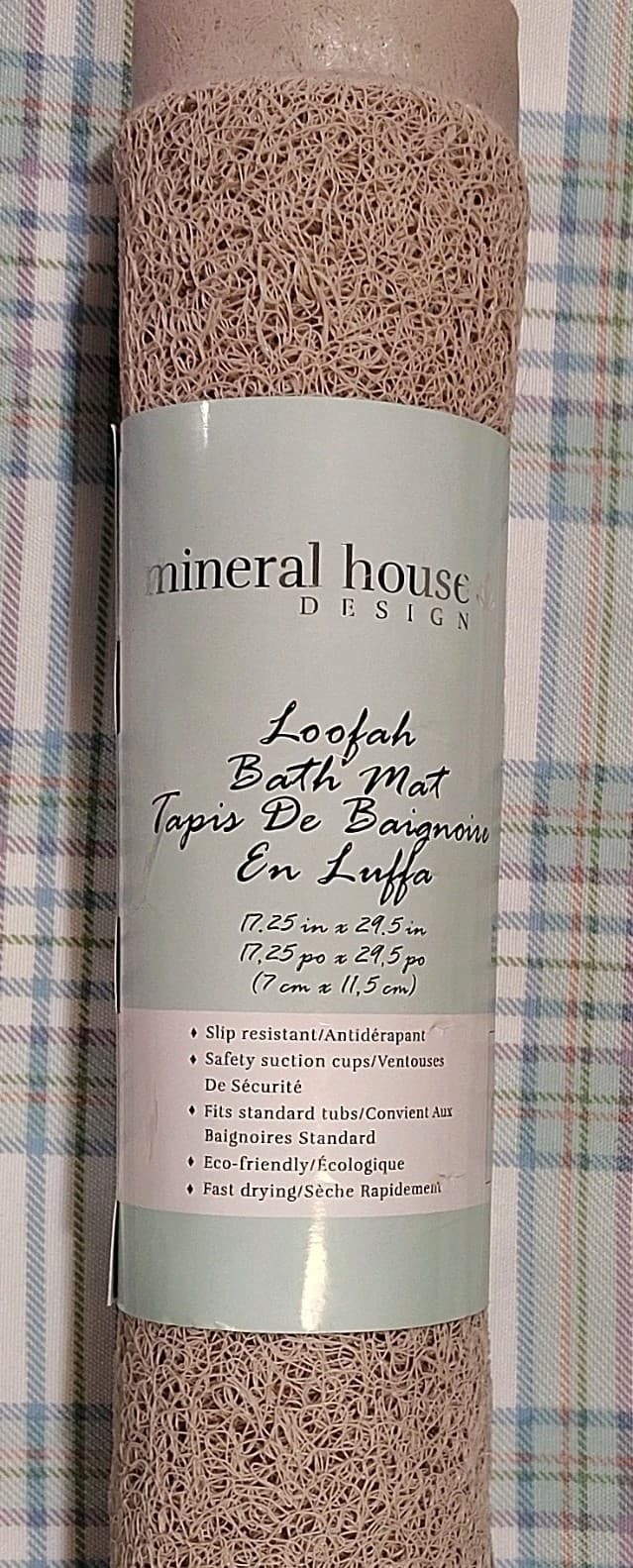 Mineral House Design Luffa Bath Mat Beige Fast Drying 17.25x29.5in