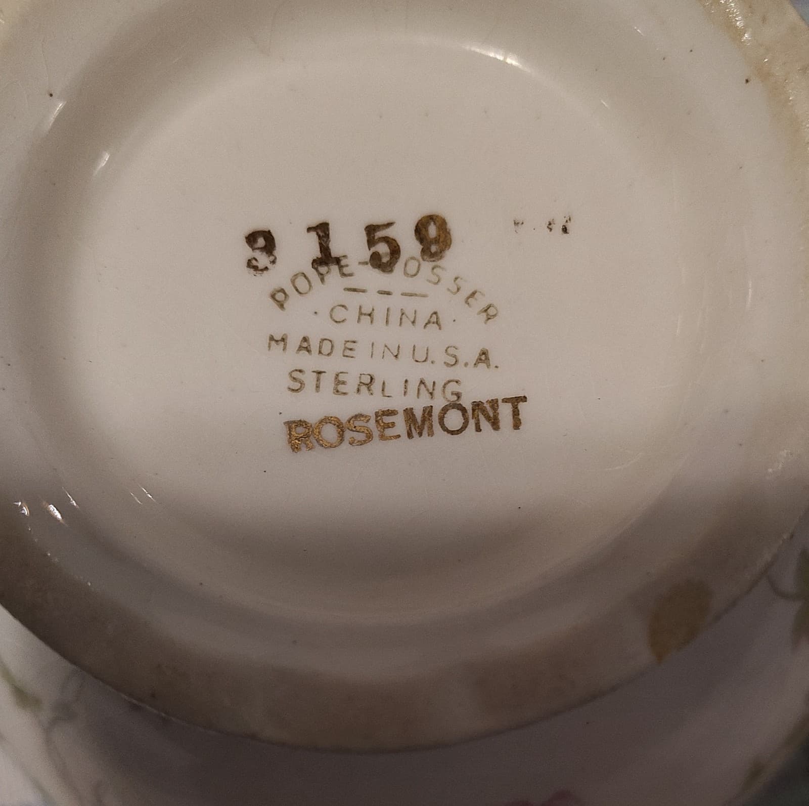 Vintage Pope-Gosser Sterling Rosemont China Creamer Floral Pattern, USA, 3159 - Thumbnail 10