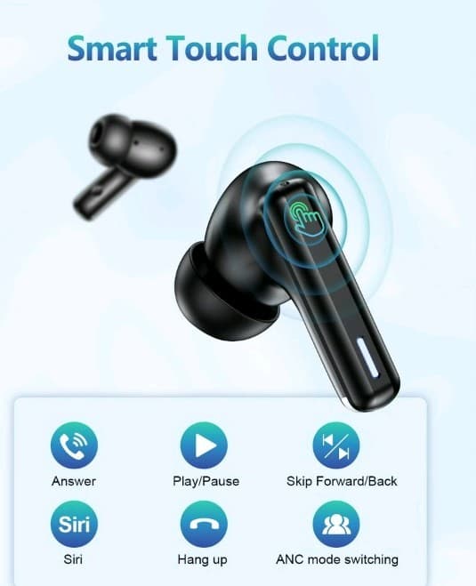NIB T21 Bluetooth In-Ear Earbuds, LCD Touch Screen, ANC, Equalizer, Black - Thumbnail 17