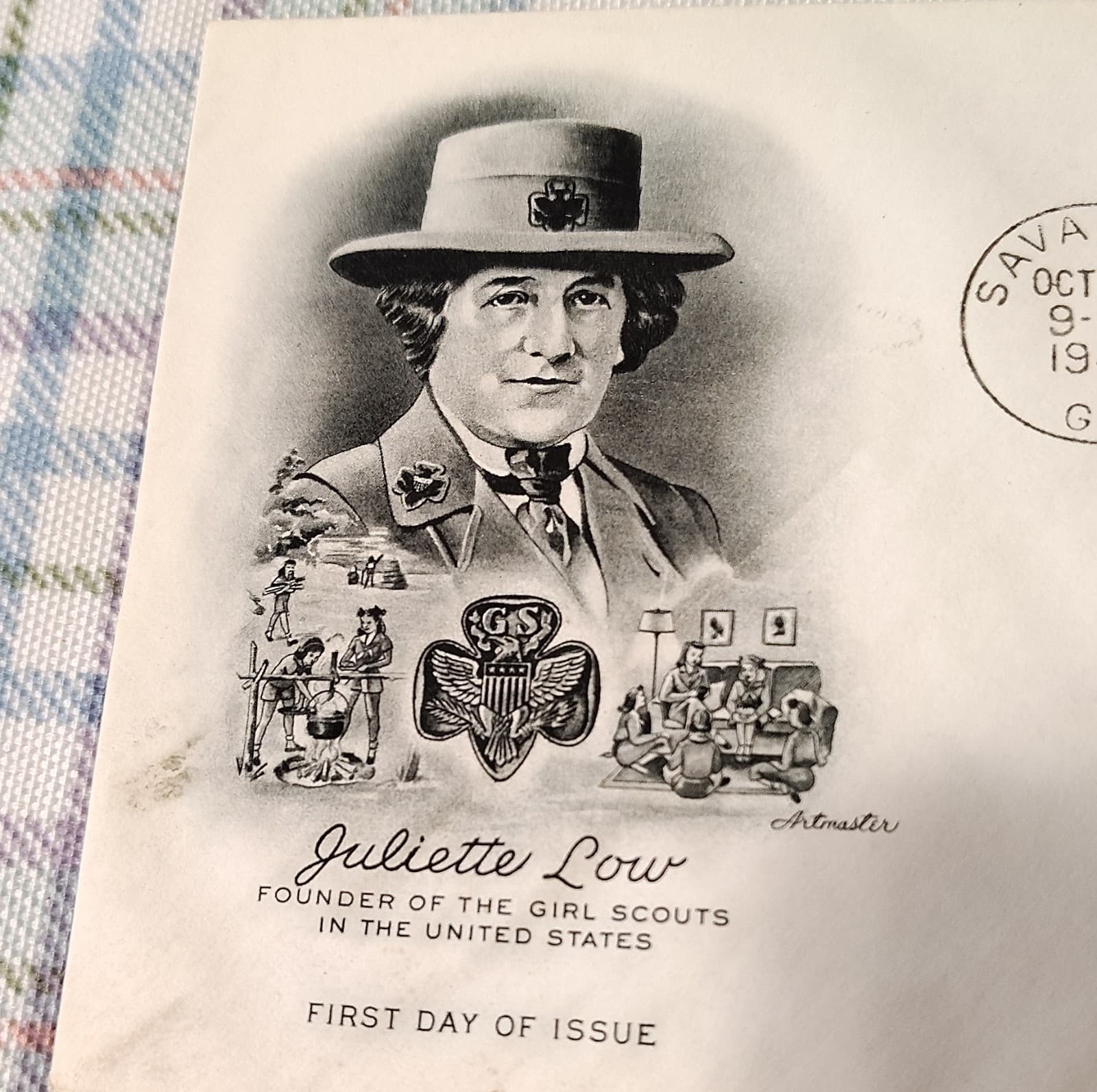 1948 Girl Scouts Juliette Low First Day Cover 3¢ US Plate Block Savannah GA - Thumbnail 2