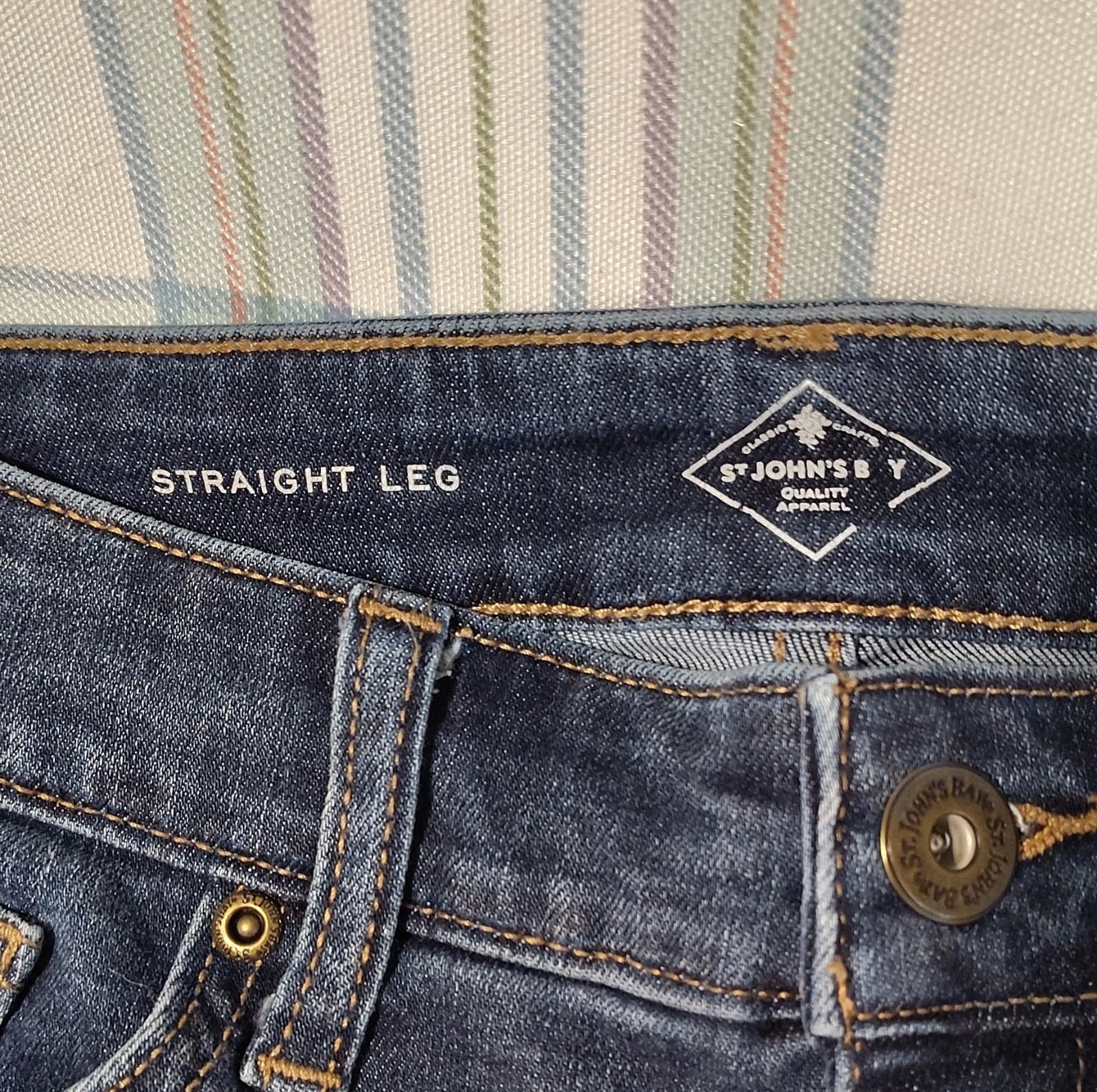 St. John's Bay Womens Straight Leg Blue Denim Jeans Size 4 Regular Fit - Thumbnail 2
