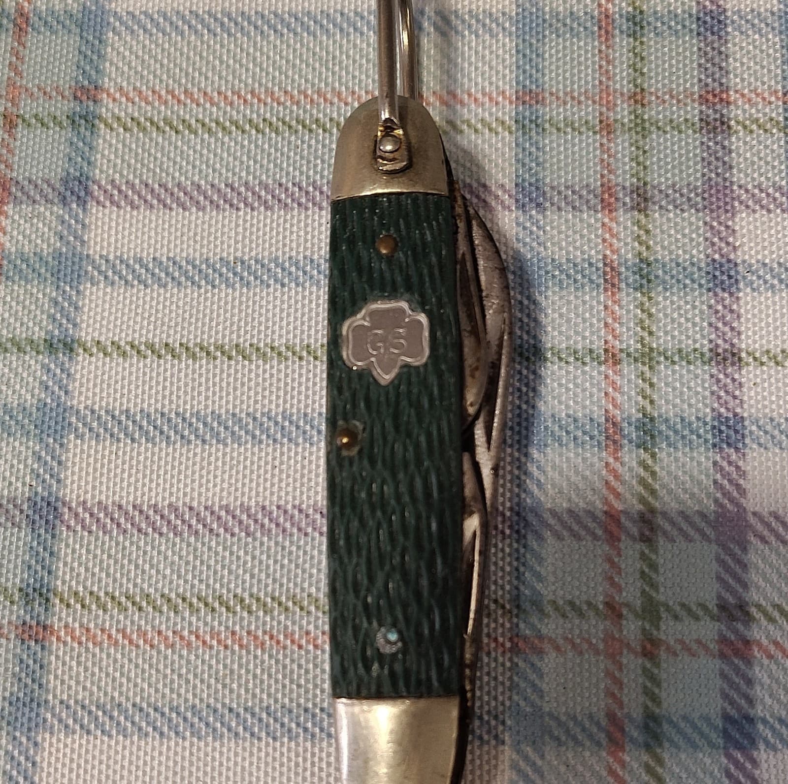 GS Vintage Green Pocketknife 3 Blades Stainless Steel Bottle Opener Screw Driver - Thumbnail 2