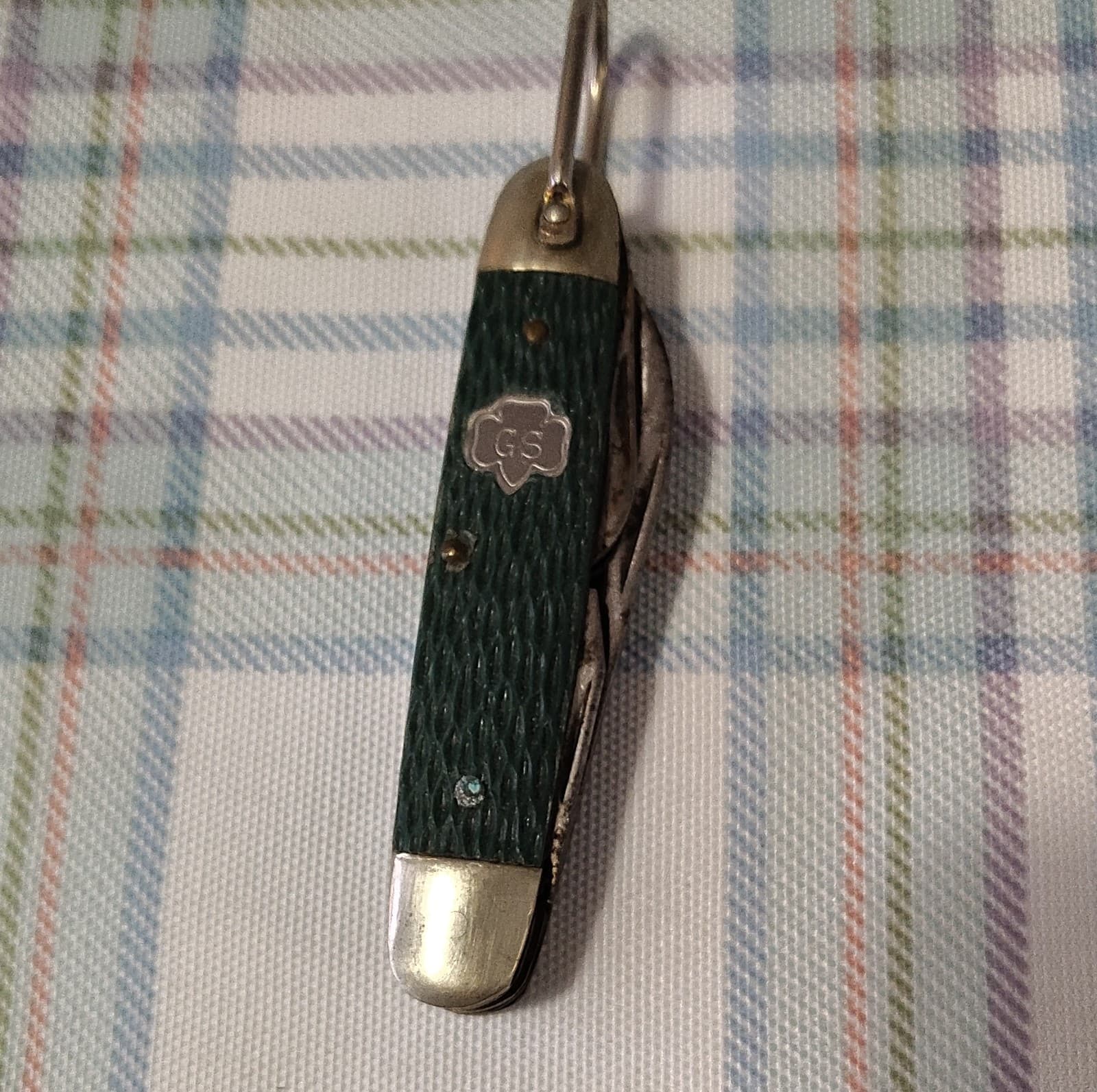 GS Vintage Green Pocketknife 3 Blades Stainless Steel Bottle Opener Screw Driver - Thumbnail 6