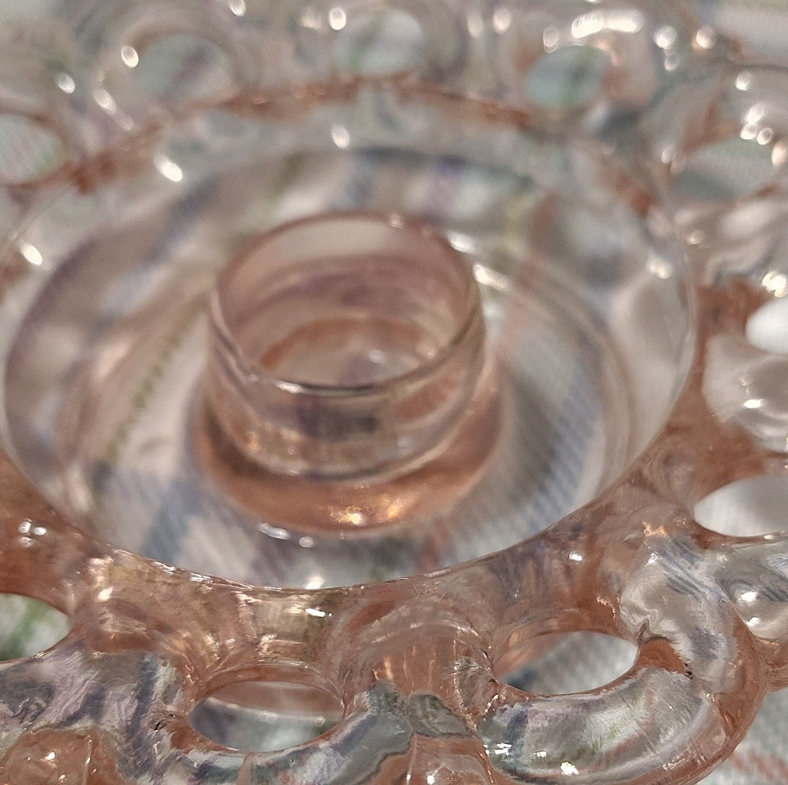Vintage Pink Glass Decorative Candle Holder, 4 in, Glossy finish - Thumbnail 3
