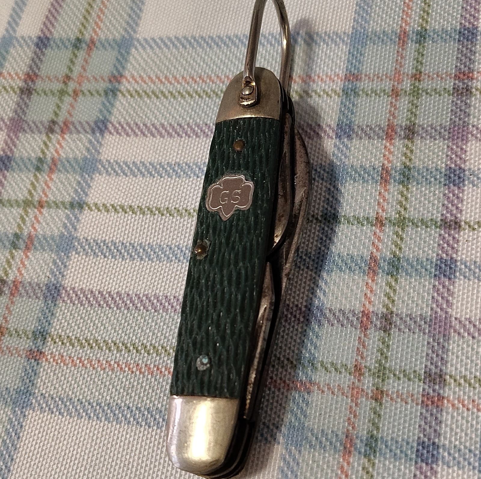 GS Vintage Green Pocketknife 3 Blades Stainless Steel Bottle Opener Screw Driver - Thumbnail 4