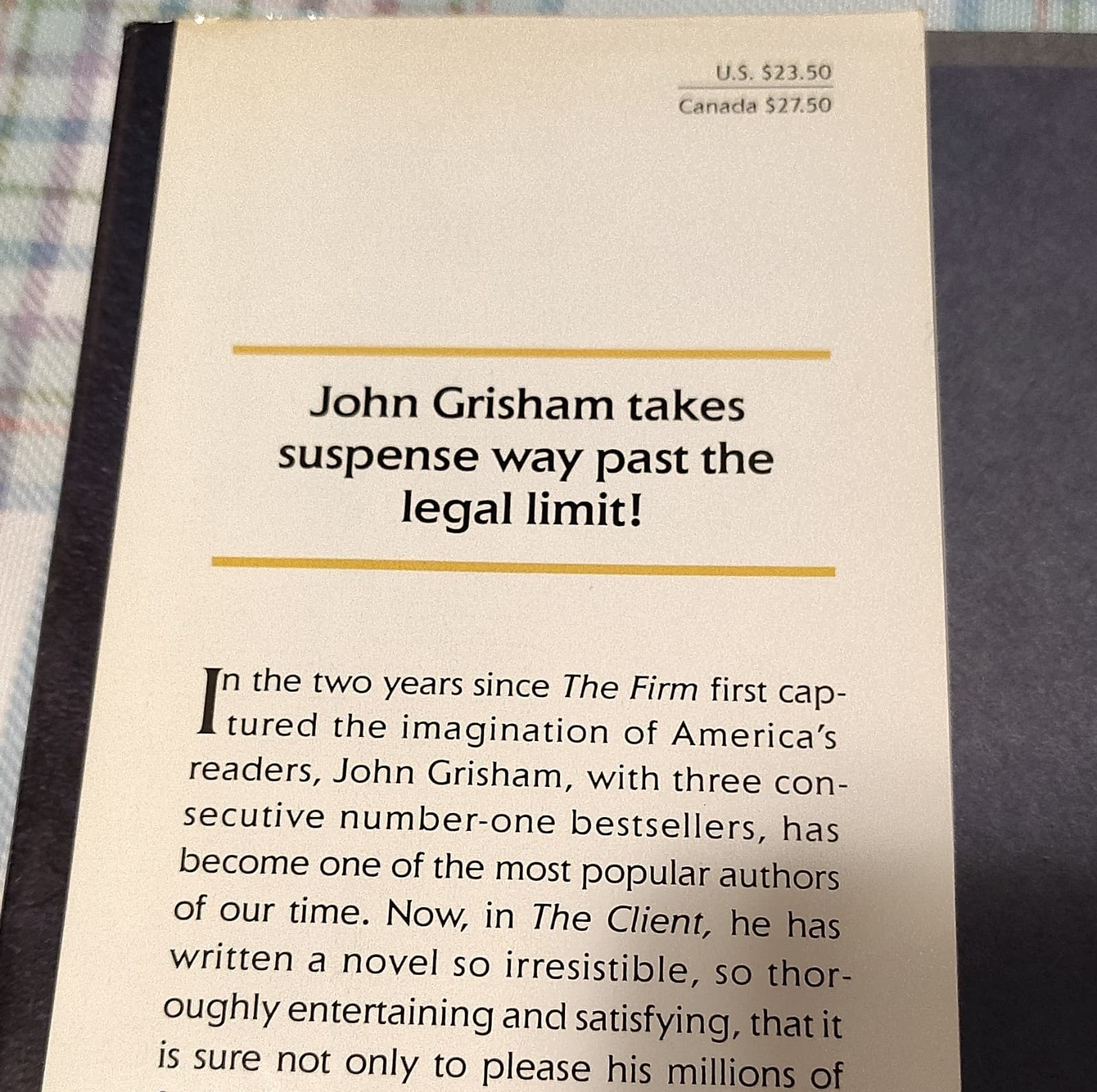 Client: A Novel by John Grisham, Hardcover 1993, Large Type, First Ed - Thumbnail 6