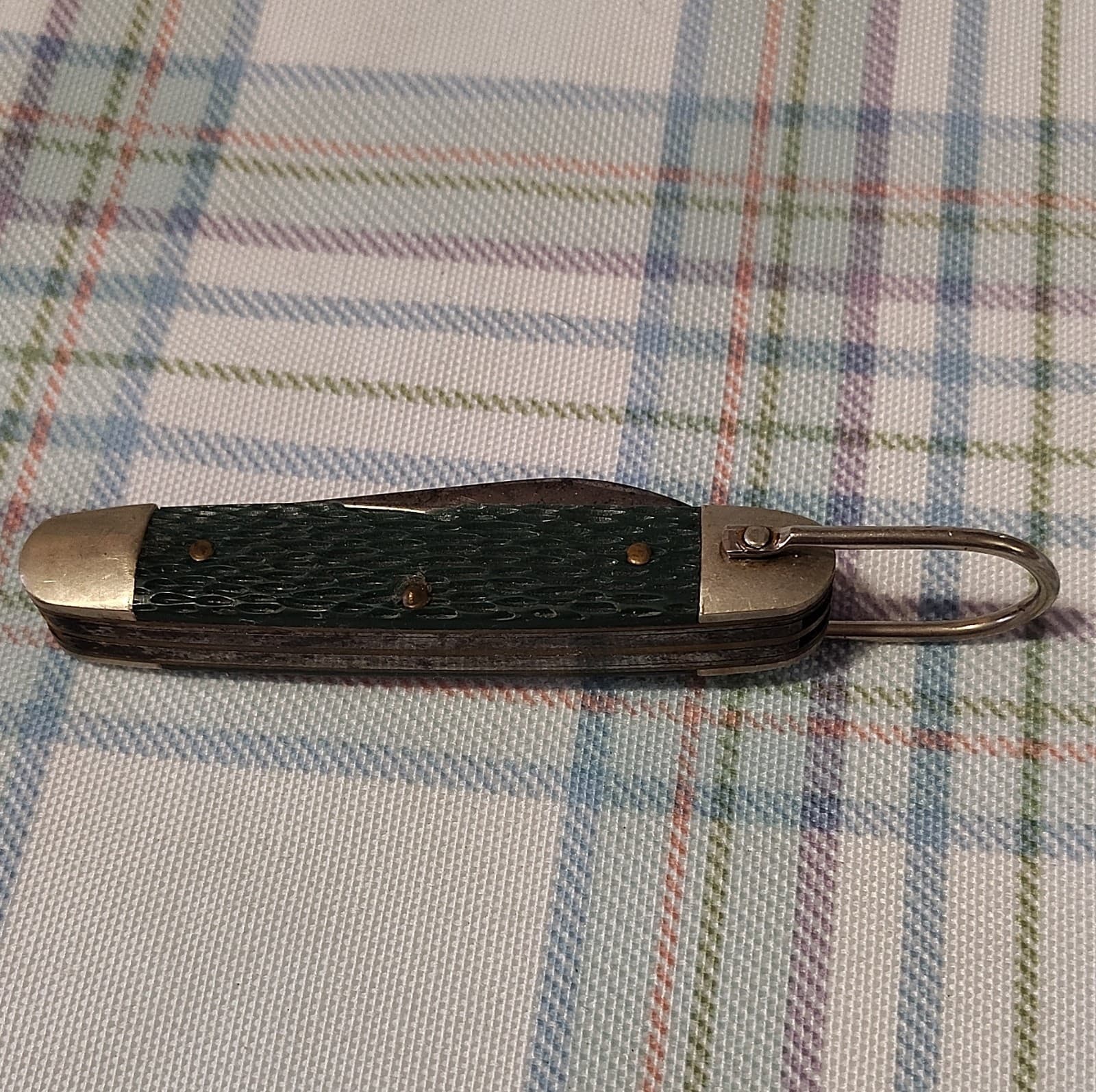 GS Vintage Green Pocketknife 3 Blades Stainless Steel Bottle Opener Screw Driver - Thumbnail 5