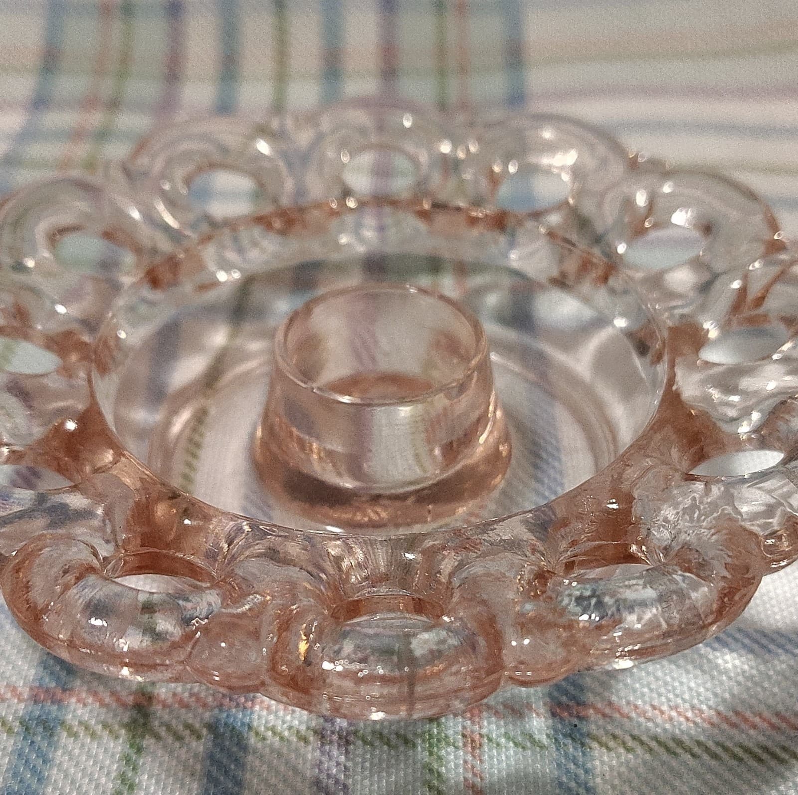 Vintage Pink Glass Decorative Candle Holder, 4 in, Glossy finish - Thumbnail 2