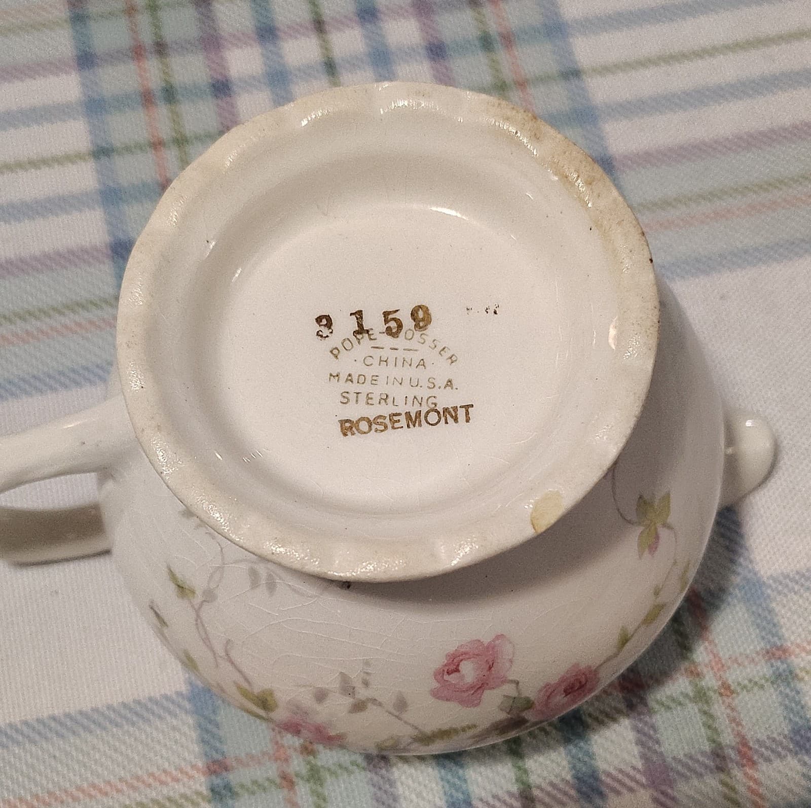 Vintage Pope-Gosser Sterling Rosemont China Creamer Floral Pattern, USA, 3159 - Thumbnail 11