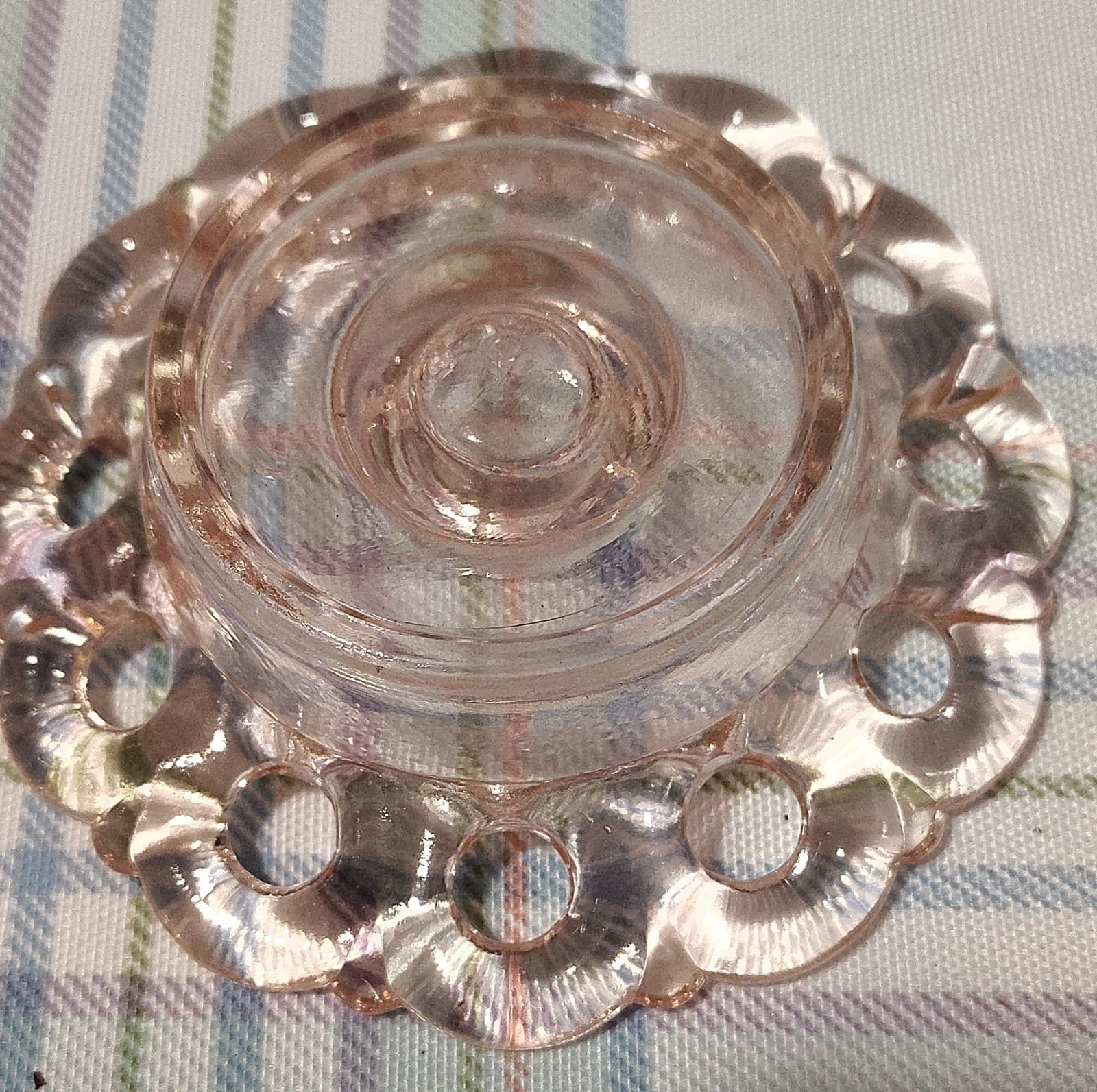 Vintage Pink Glass Decorative Candle Holder, 4 in, Glossy finish - Thumbnail 4
