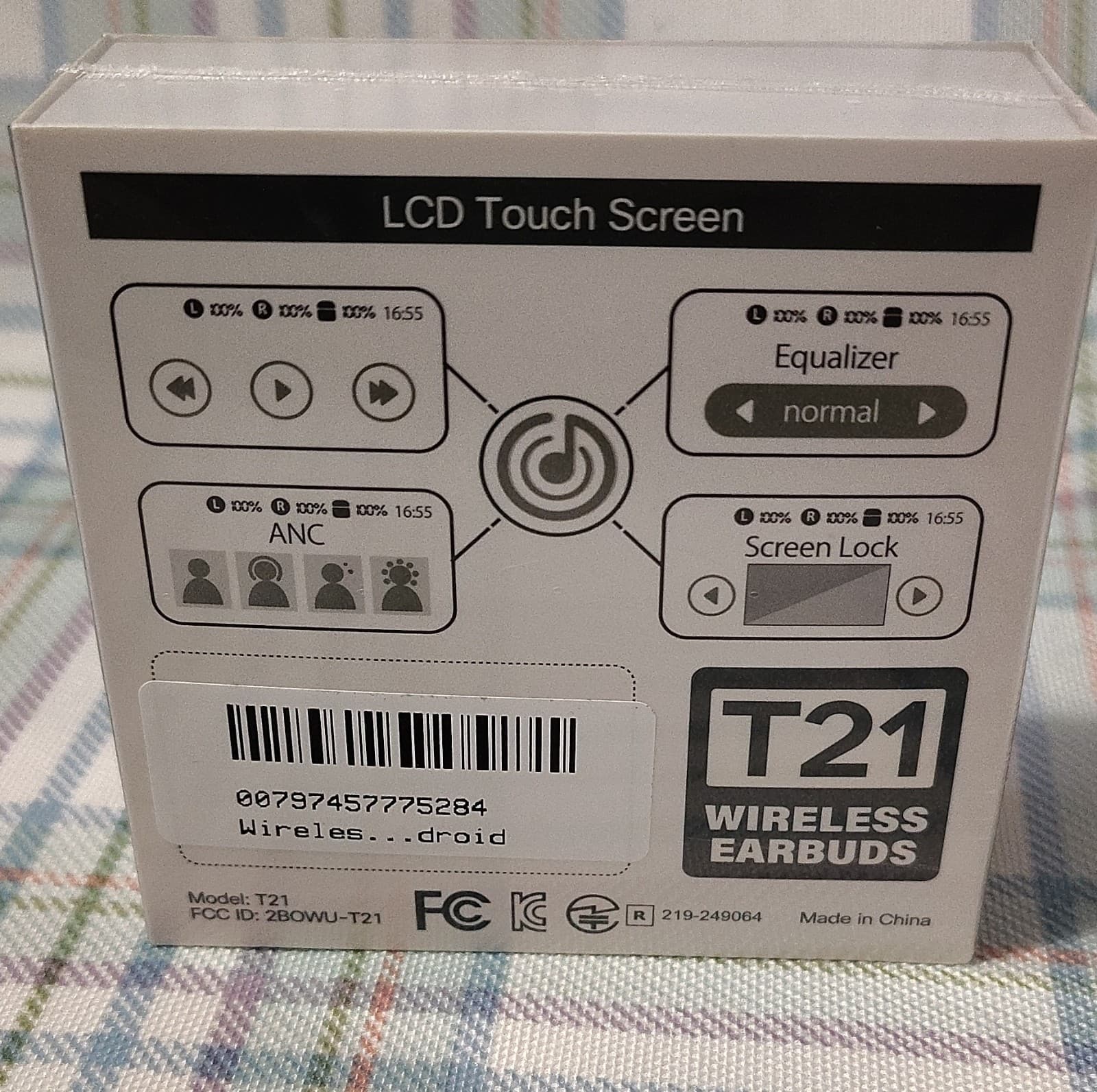 NIB T21 Bluetooth In-Ear Earbuds, LCD Touch Screen, ANC, Equalizer, Black - Thumbnail 13