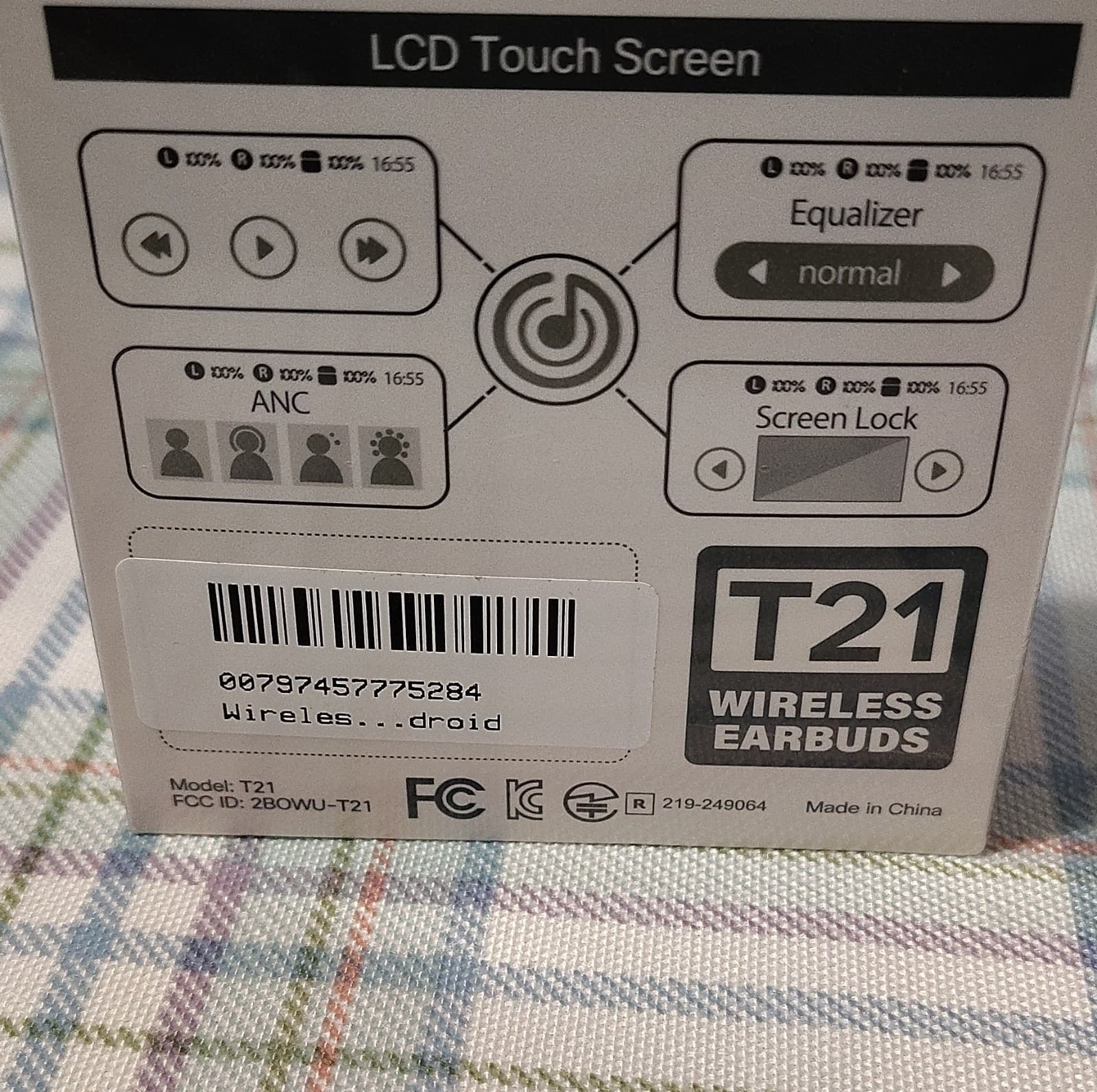 NIB T21 Bluetooth In-Ear Earbuds, LCD Touch Screen, ANC, Equalizer, Black - Thumbnail 14