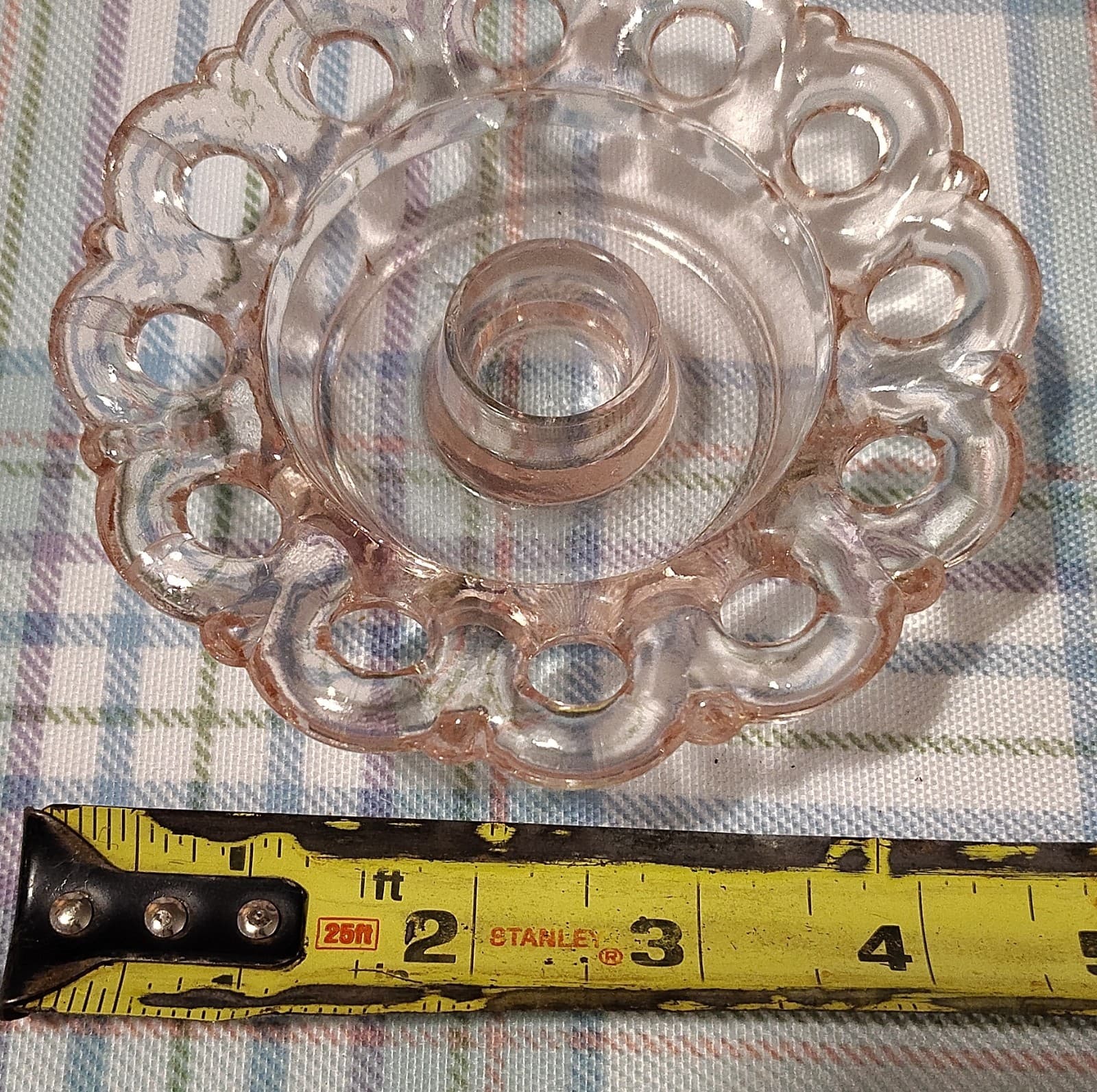 Vintage Pink Glass Decorative Candle Holder, 4 in, Glossy finish - Thumbnail 7