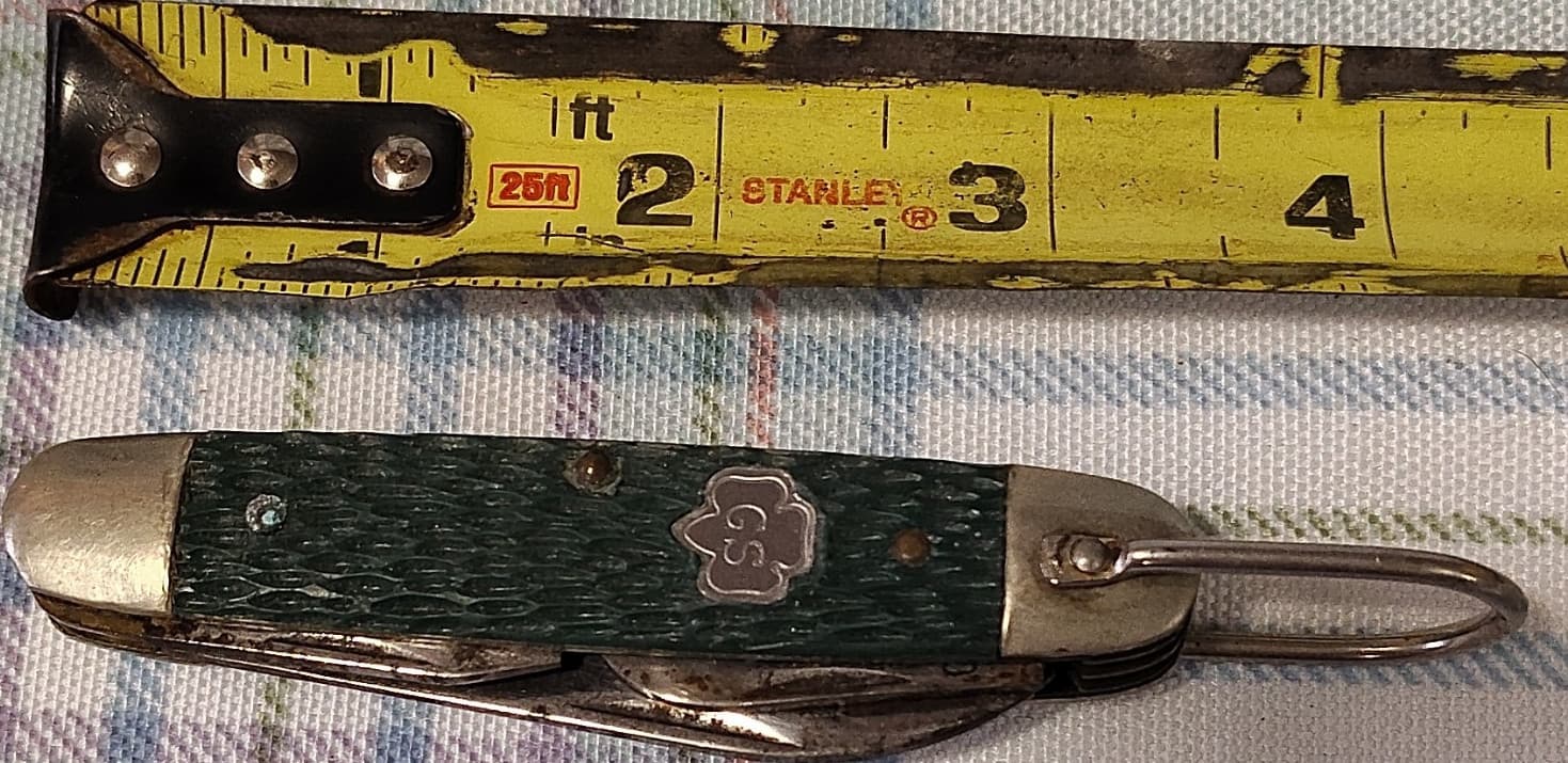GS Vintage Green Pocketknife 3 Blades Stainless Steel Bottle Opener Screw Driver