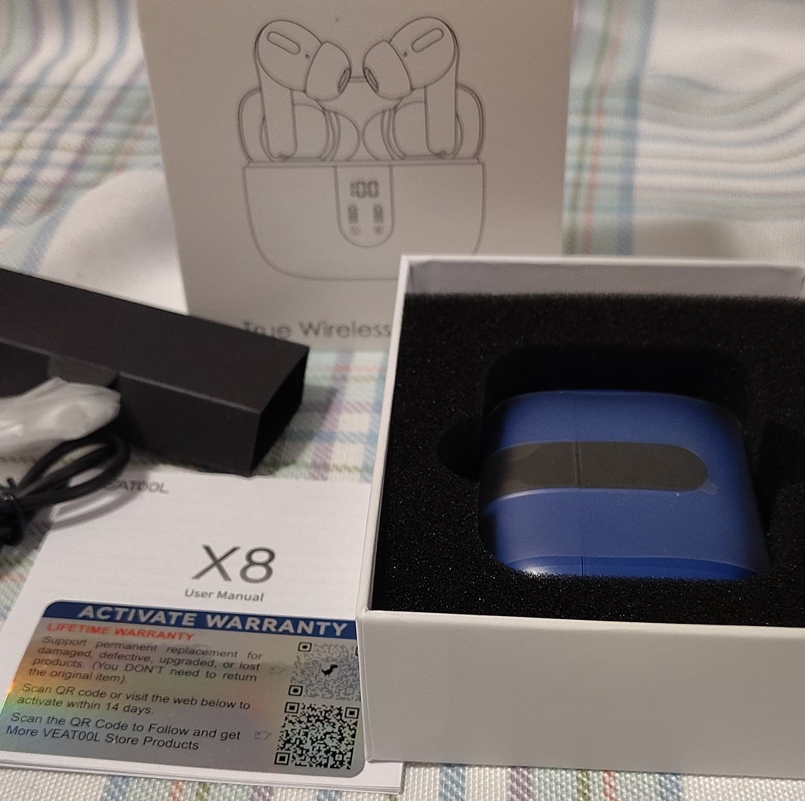 NEW Bluetooth 5.4 Wireless Earbuds Dual Display Touch Control Blue - Thumbnail 2