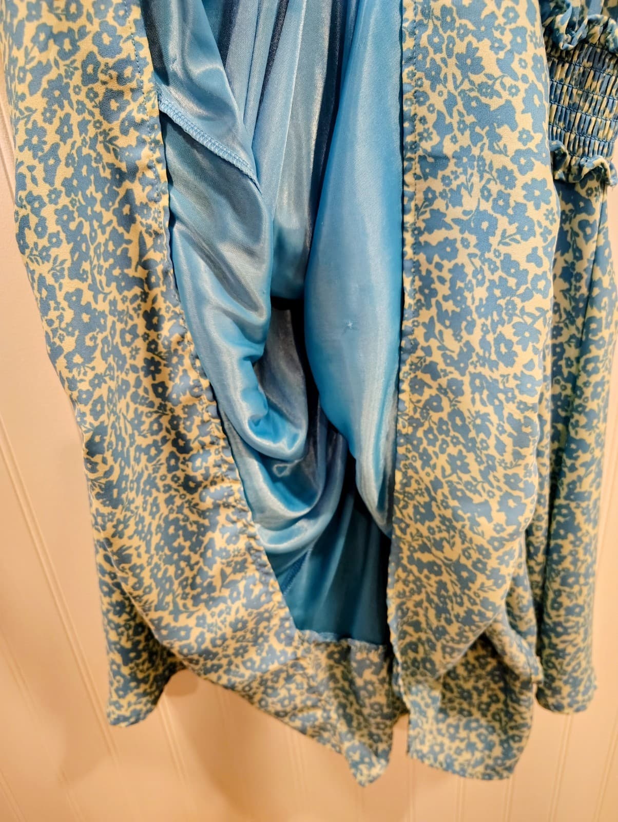 Sienna Sky blue and white floral Smocked Summer dress, Women's Medium - Thumbnail 7