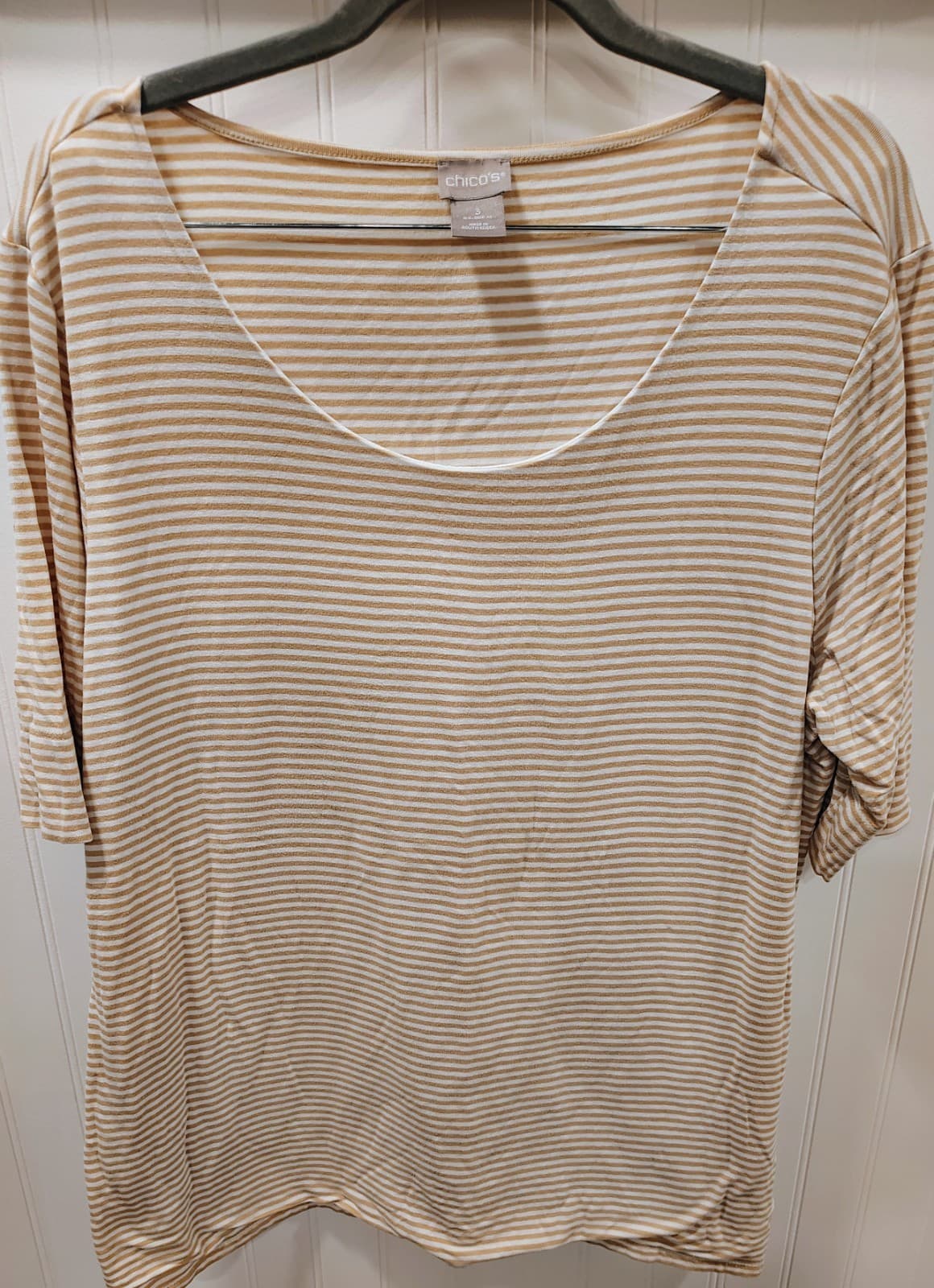 Chico's Scoop Round Neck Striped Women's Shirt 3XL