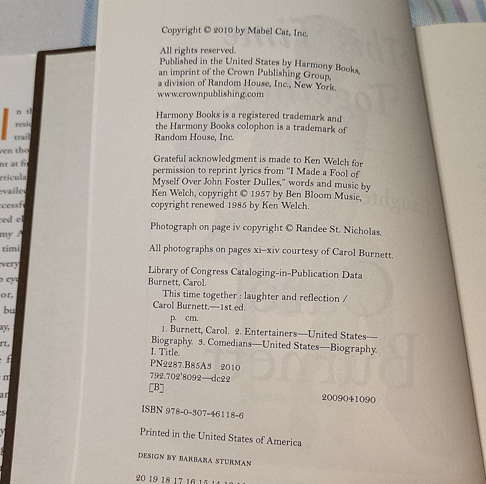 This Time Together: Laughter and Reflection by Carol Burnett, HCo 2010, 1st ed. - Thumbnail 8