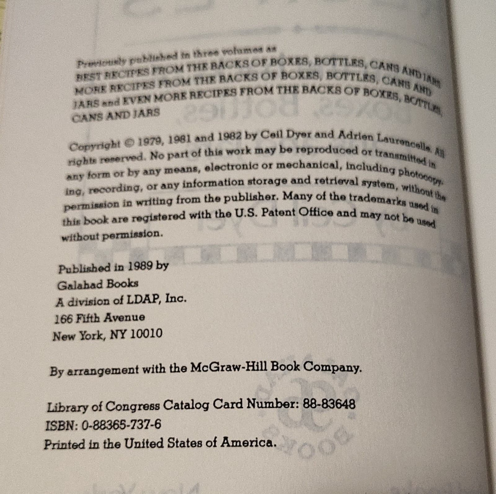 1989 Best Recipes From the Backs of Boxes Bottles Cans by Ceil Dyer Hardcover - Thumbnail 6