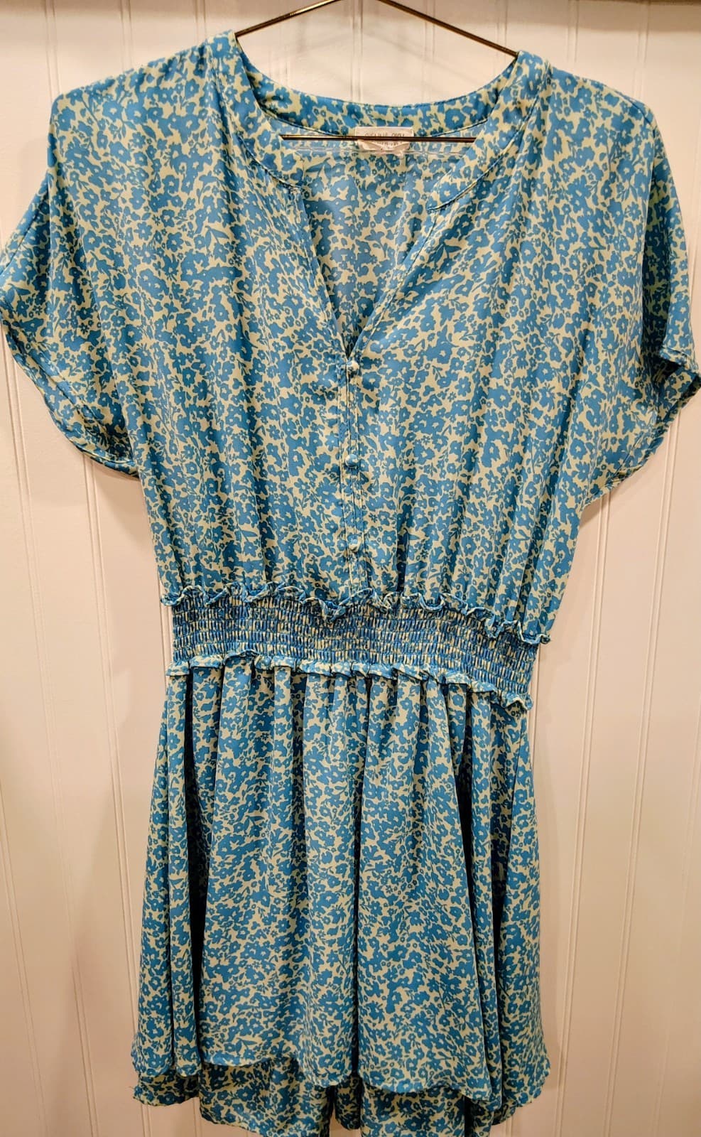 Sienna Sky blue and white floral Smocked Summer dress, Women's Medium