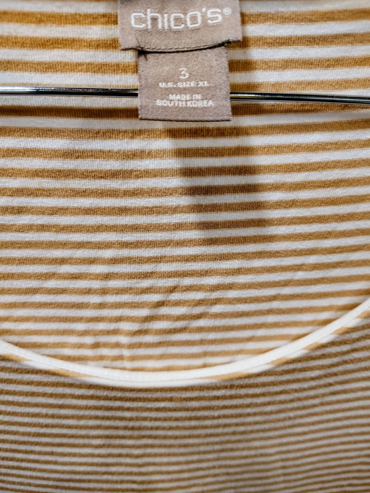 Chico's Scoop Round Neck Striped Women's Shirt 3XL - Thumbnail 3