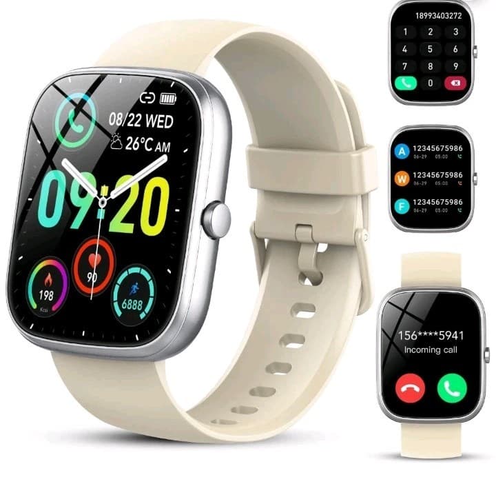 Smart Bracelet 1.91" HD Touch Screen Fitness Tracker Bluetooth Call Beige Band - Thumbnail 3
