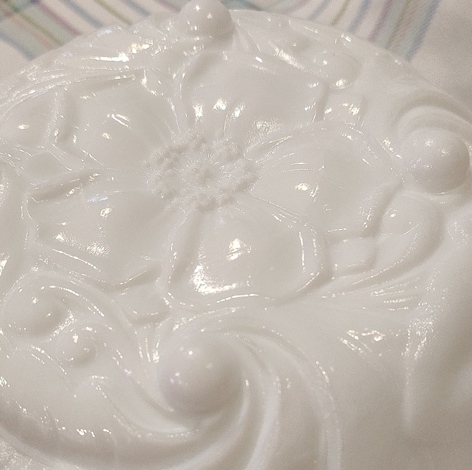 Vintage White Milk Glass Bowl Floral Embossed Pattern Glass 9" Round Decorative - Thumbnail 6