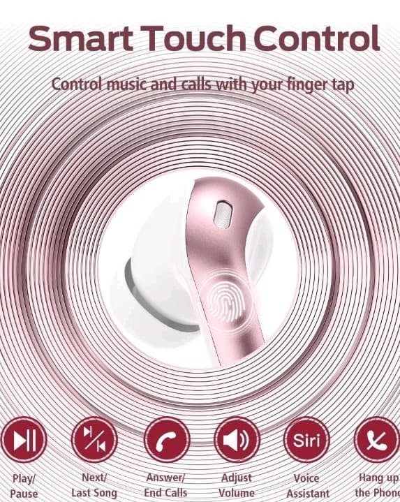X8 Pink Bluetooth 5.4 Wireless Earbuds Touch Control Dual Display IP7 - Thumbnail 5