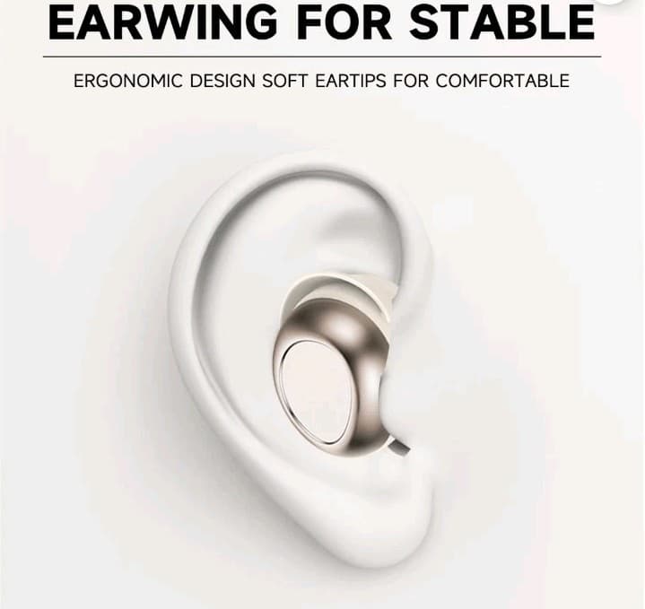 Bluetooth Ear-Hook In-Ear Earbuds IPX7 Waterproof Noise Cancel Beige - Thumbnail 6