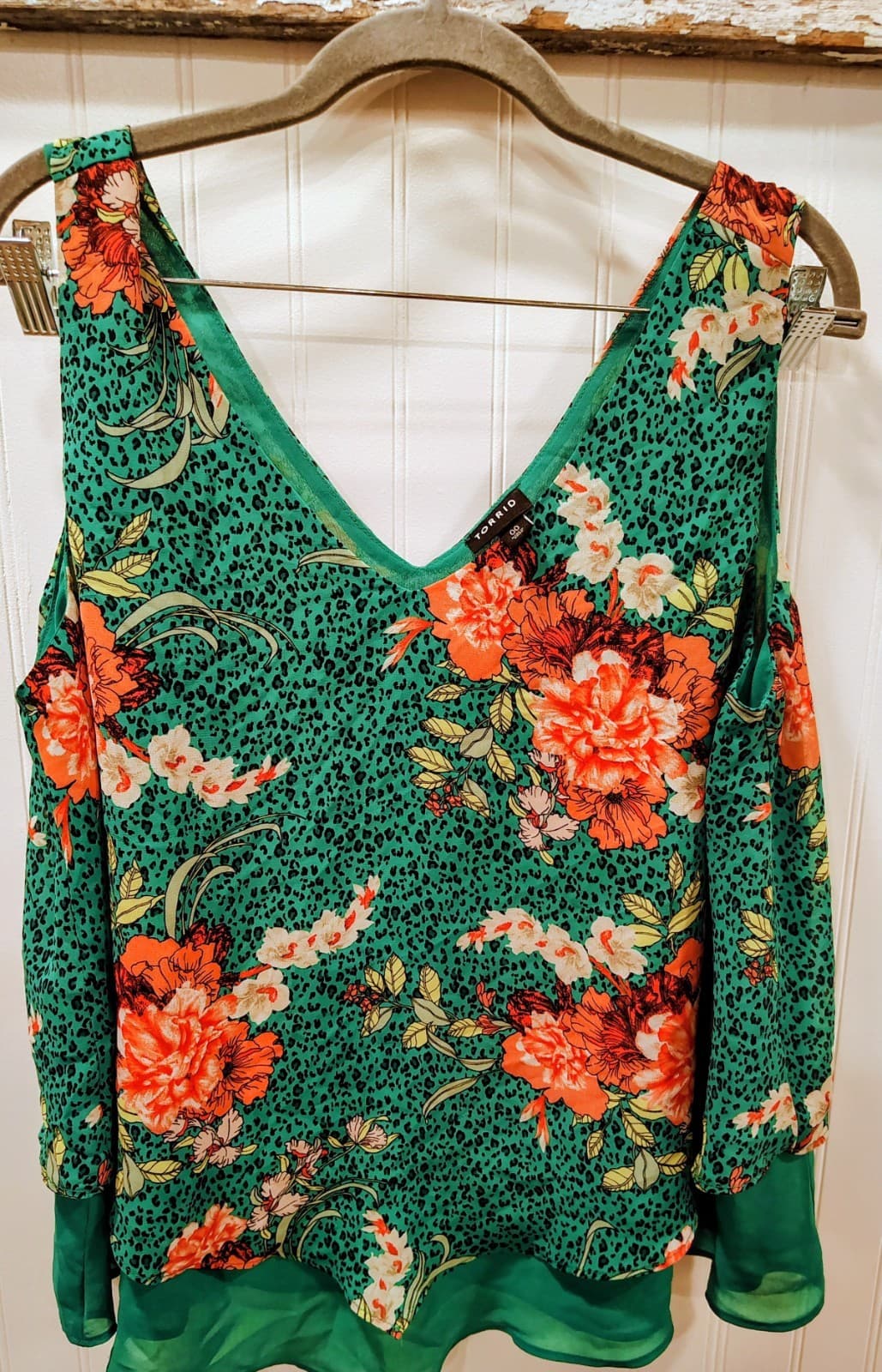 Torrid Women's Green Tropical Top Sleeveless, Size 00 (XL)