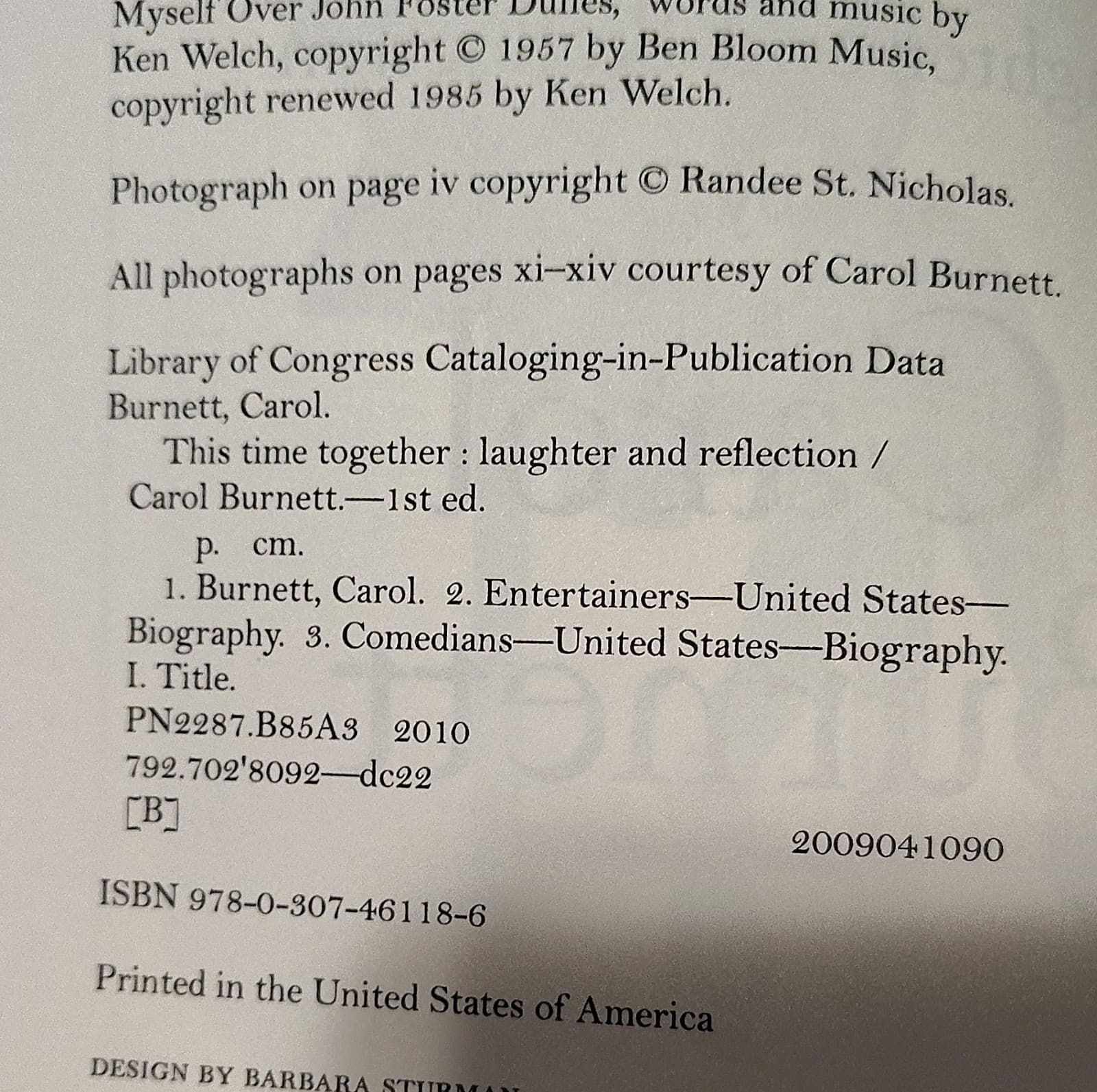 This Time Together: Laughter and Reflection by Carol Burnett, HCo 2010, 1st ed. - Thumbnail 9