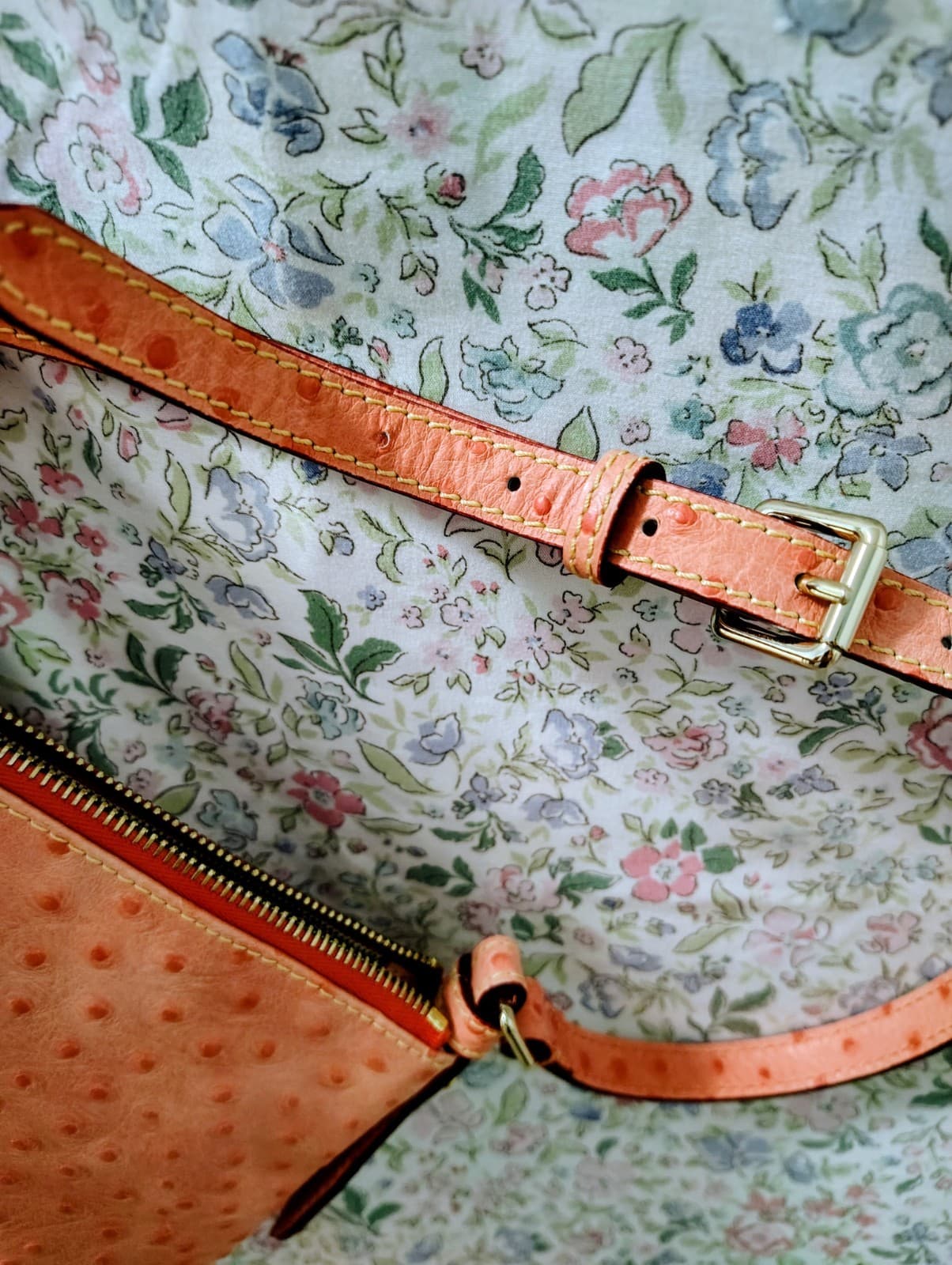 DOONEY & BOURKE Ostrich Leather Double Zip Crossbody Bag, Dust Bag - Thumbnail 7