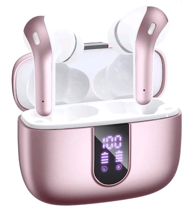 X8 Pink Bluetooth 5.4 Wireless Earbuds Touch Control Dual Display IP7